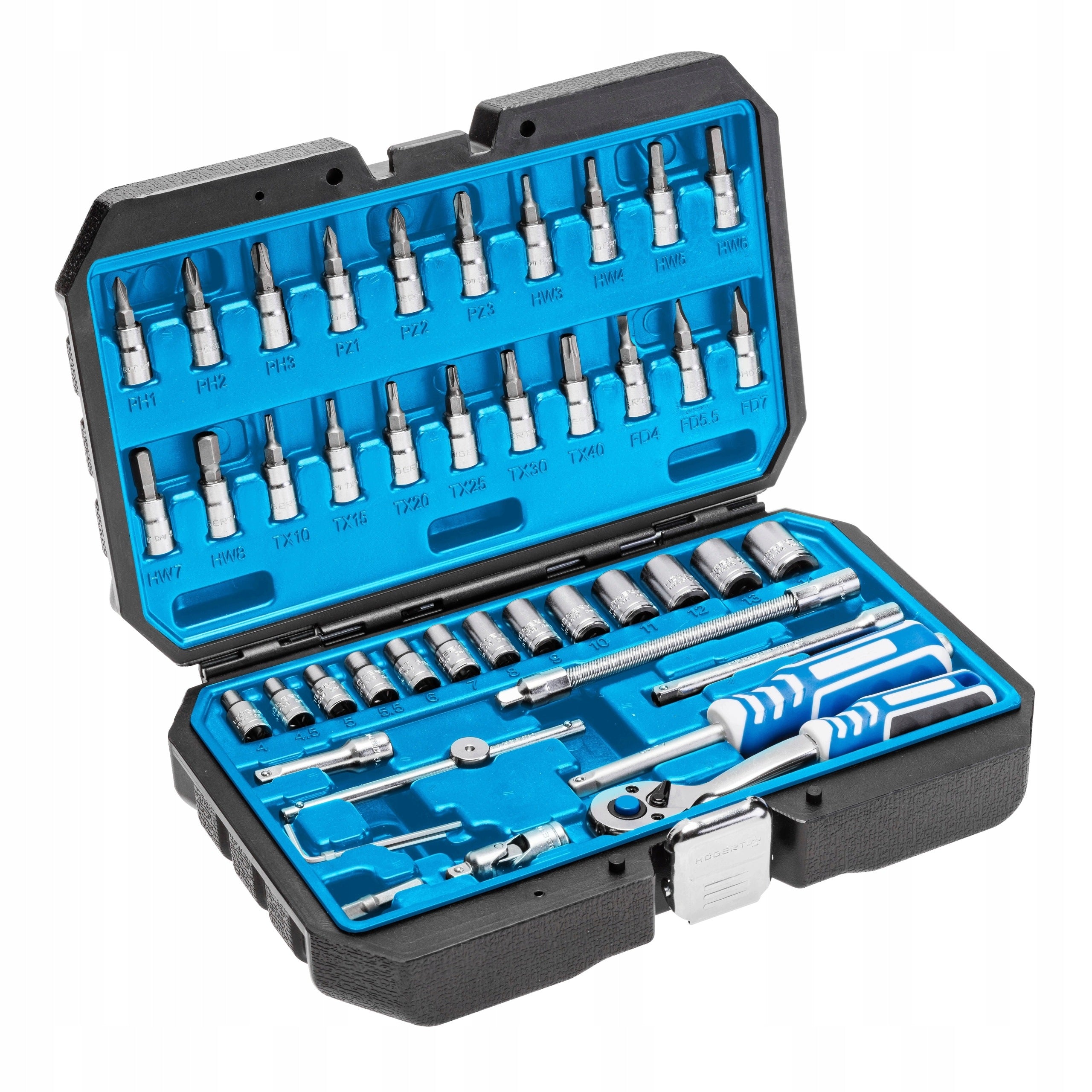 Cap socket wrenches 1/4'' set 46 pcs HT1R416 HOEGERT