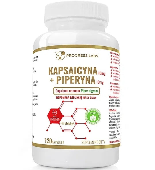 Capsaicin 10mg + Piperine 10mg capsules - 120 caps.