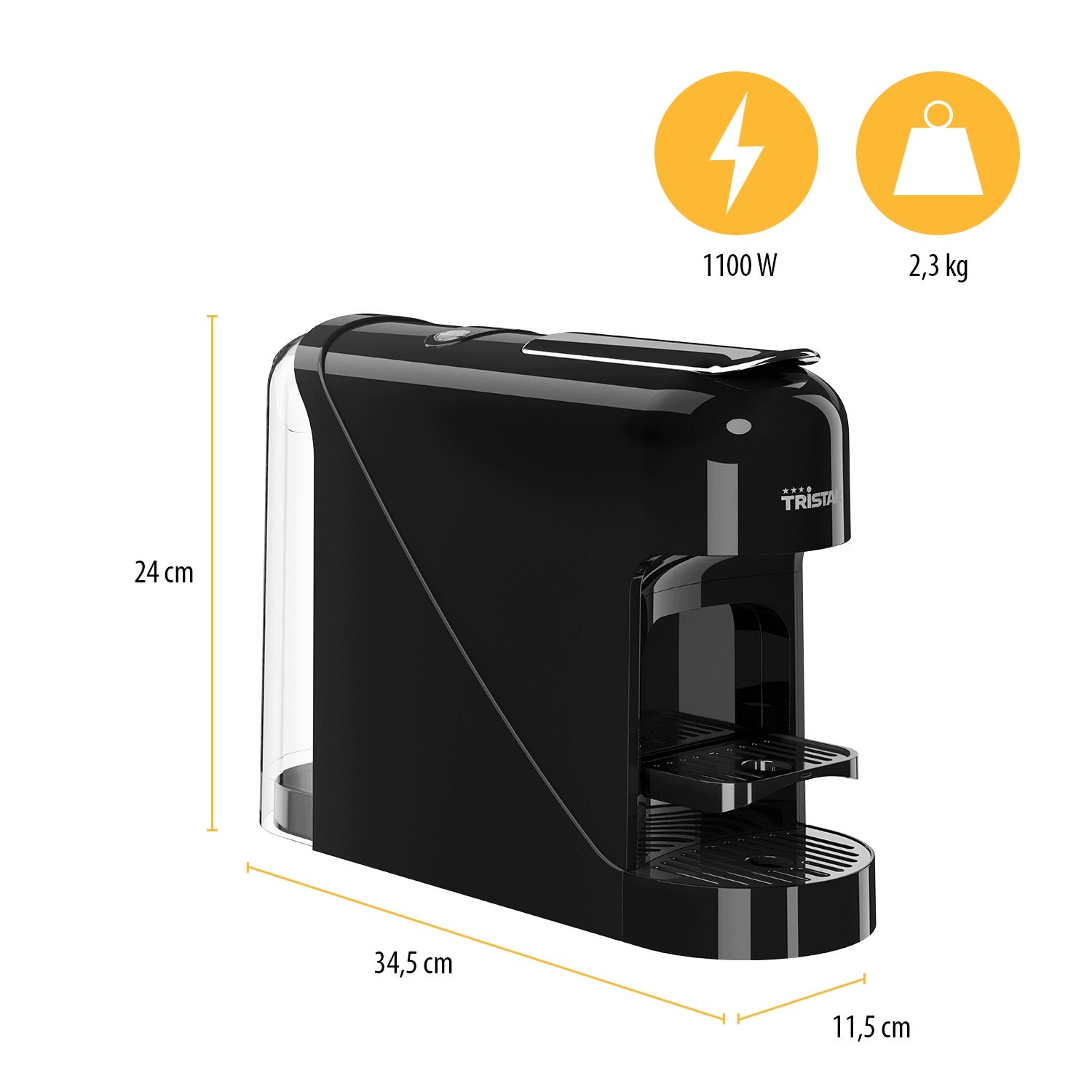 Capsule Coffee Maker Tristar CM-2302 20 bar Black Manufacturer code CM-2302