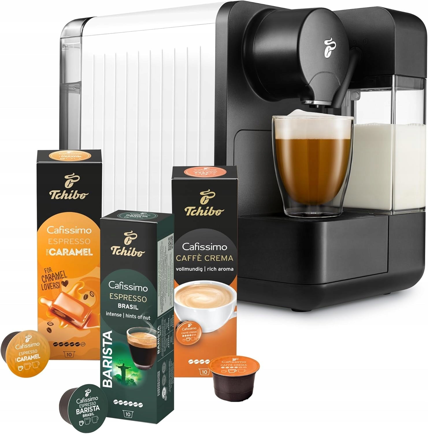 Capsule Express Tchibo CAFISSIMO MILK 1350W 1,2L White + 30 Capsules
