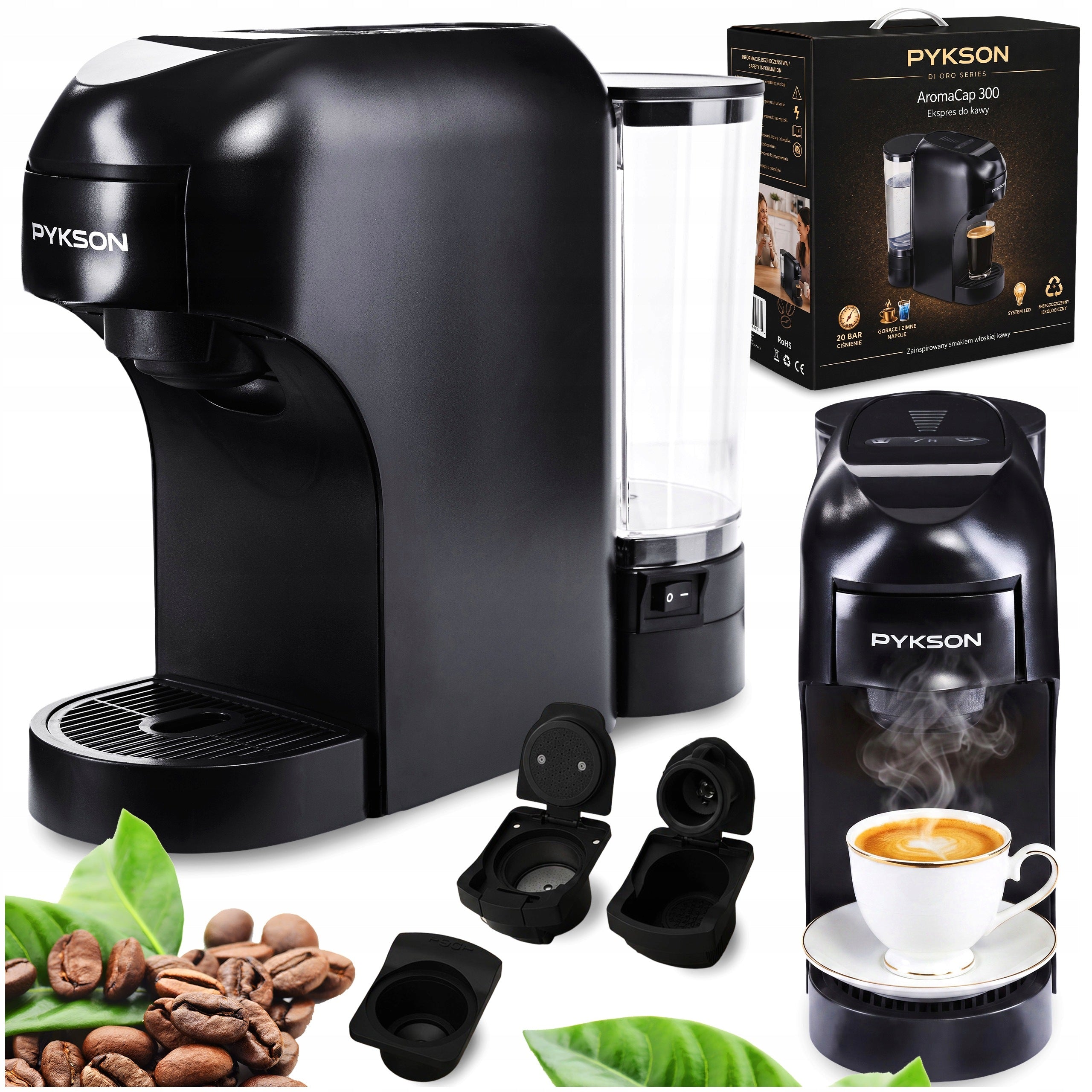 Capsule Maker | Di Oro AromaCap 300 BLACK PYKSON - 20 BAR