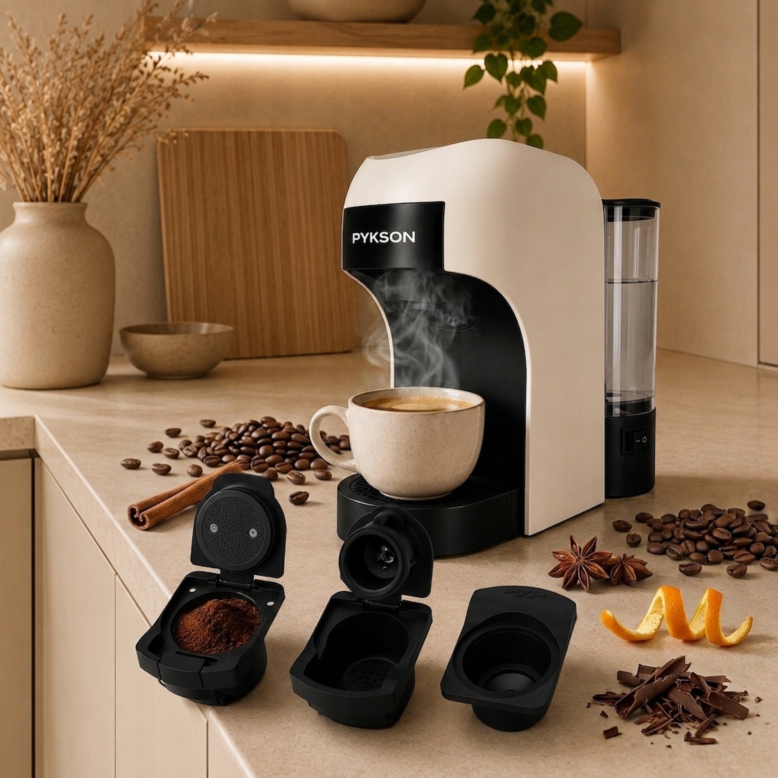 Capsule Maker | PYKSON Di Oro AromaCap 300 WHITE - 20 BAR Brand PYKSON
