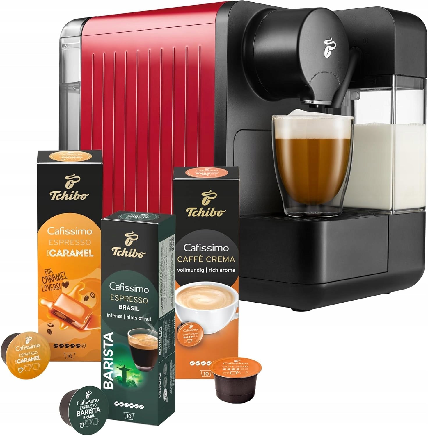 Capsule maker Tchibo CAFISSIMO MILK 1350W 1,2L Red + 30 CAPSULES