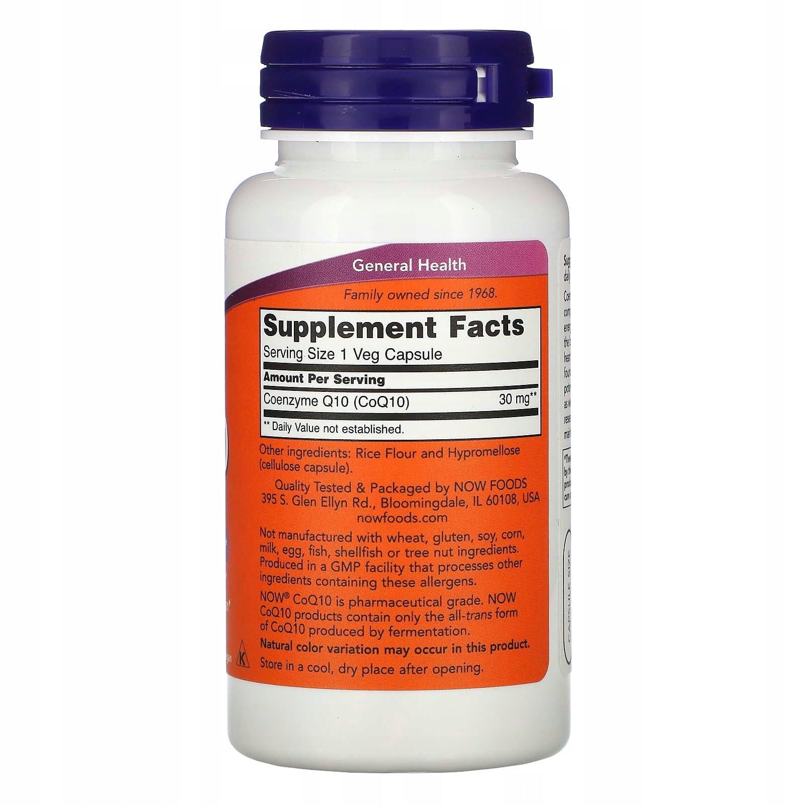 Capsule vitamins Now foods CoQ10 30 mg coenzyme Q10 100 g- 60 capsules Brand Now foods