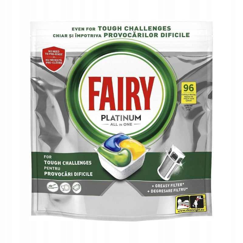 Capsules Dishwasher Tablets FAIRY Platinum 96pcs Lemon All In One Packaging status original