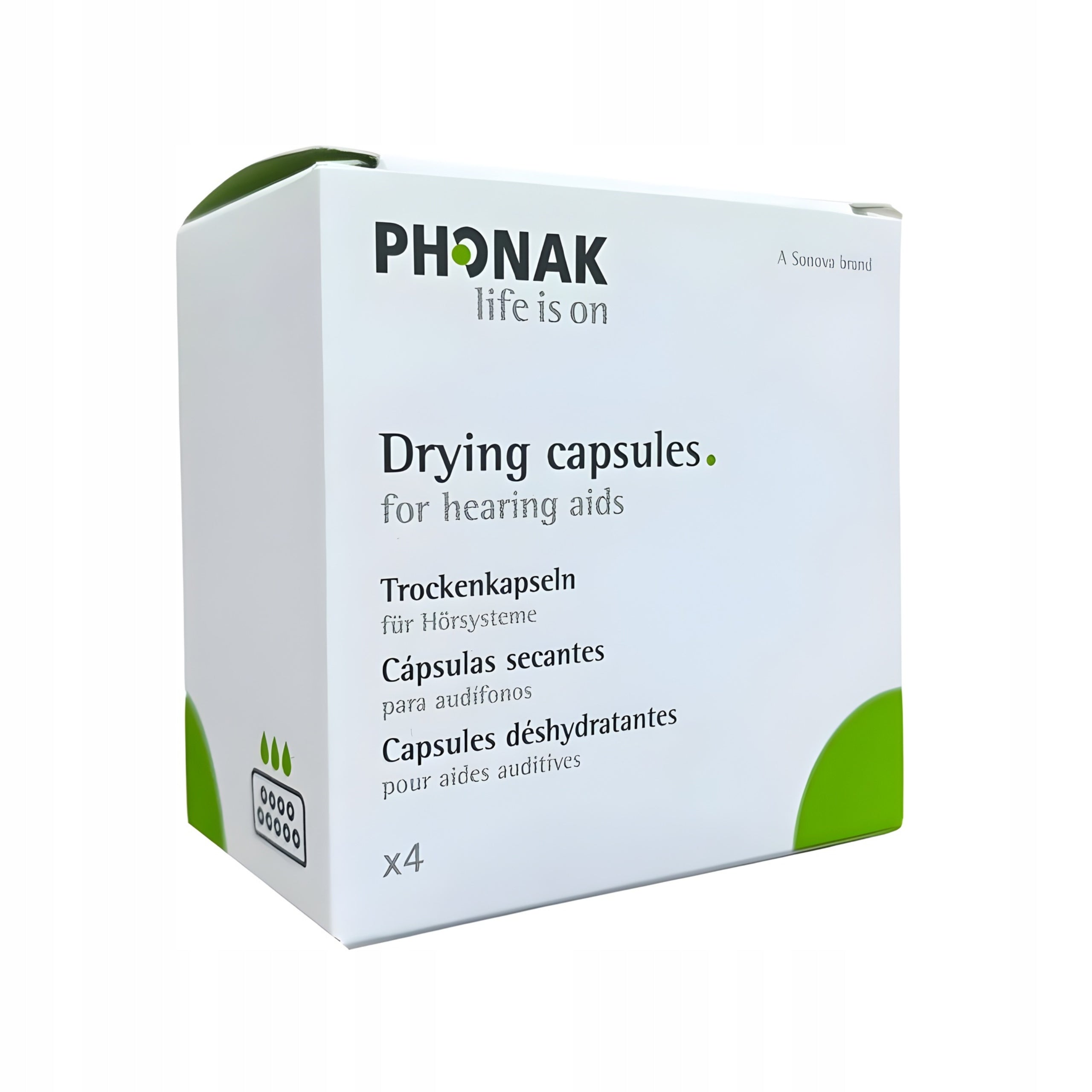 Capsules for Dehumidifying Hearing Aids and Inserts Phonak 4 Pieces Medical device no