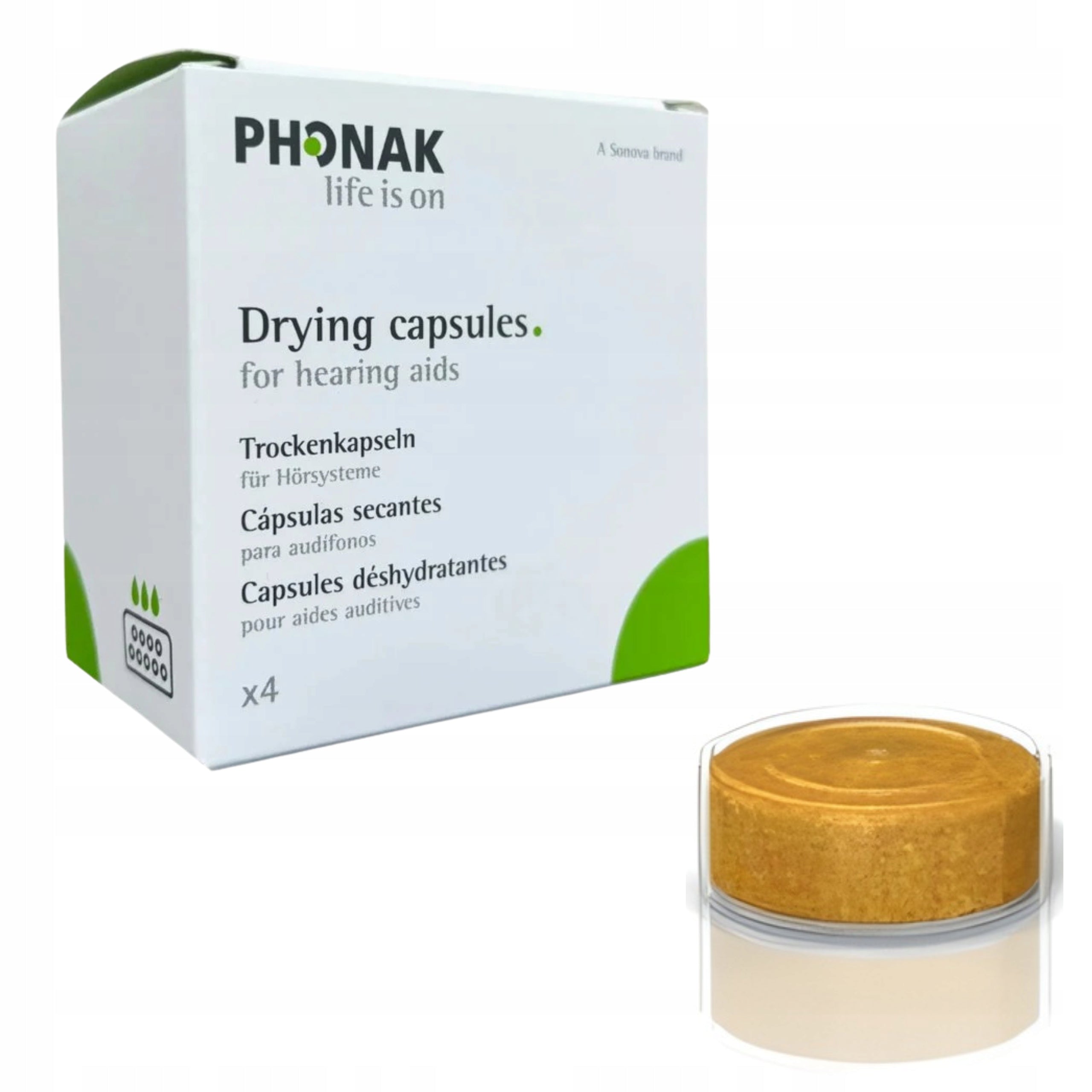 Capsules for Dehumidifying Hearing Aids and Inserts Phonak 4 Pieces
