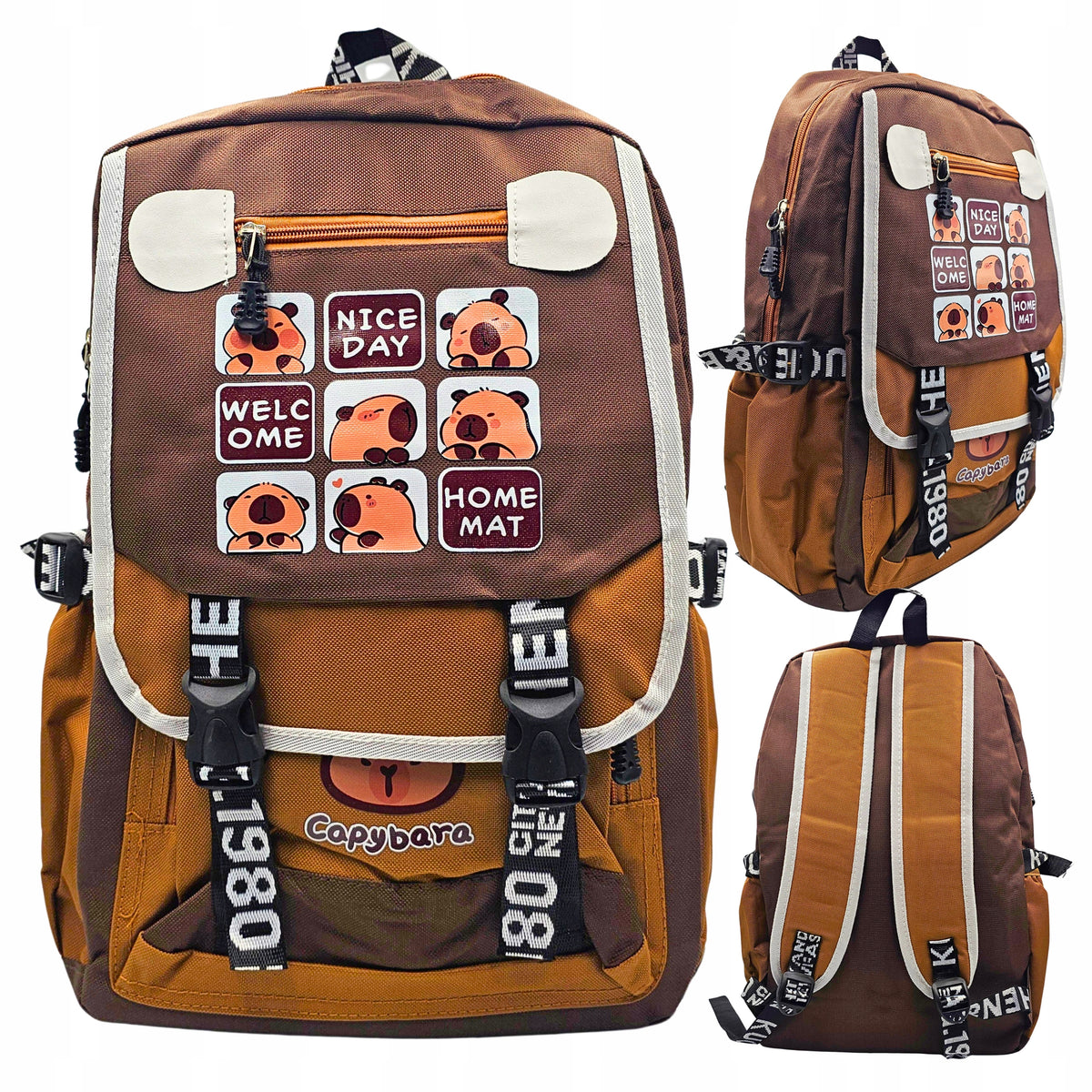 Capybara School Backpack Large For School Spacious Capybara Travel Satchel