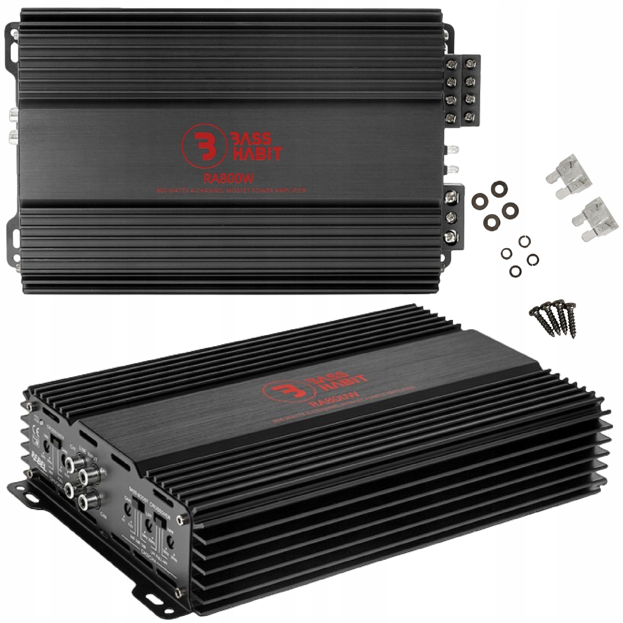 Car Amplifier 4-Channel Class AB Powerful RA800W BassHabit REBEL