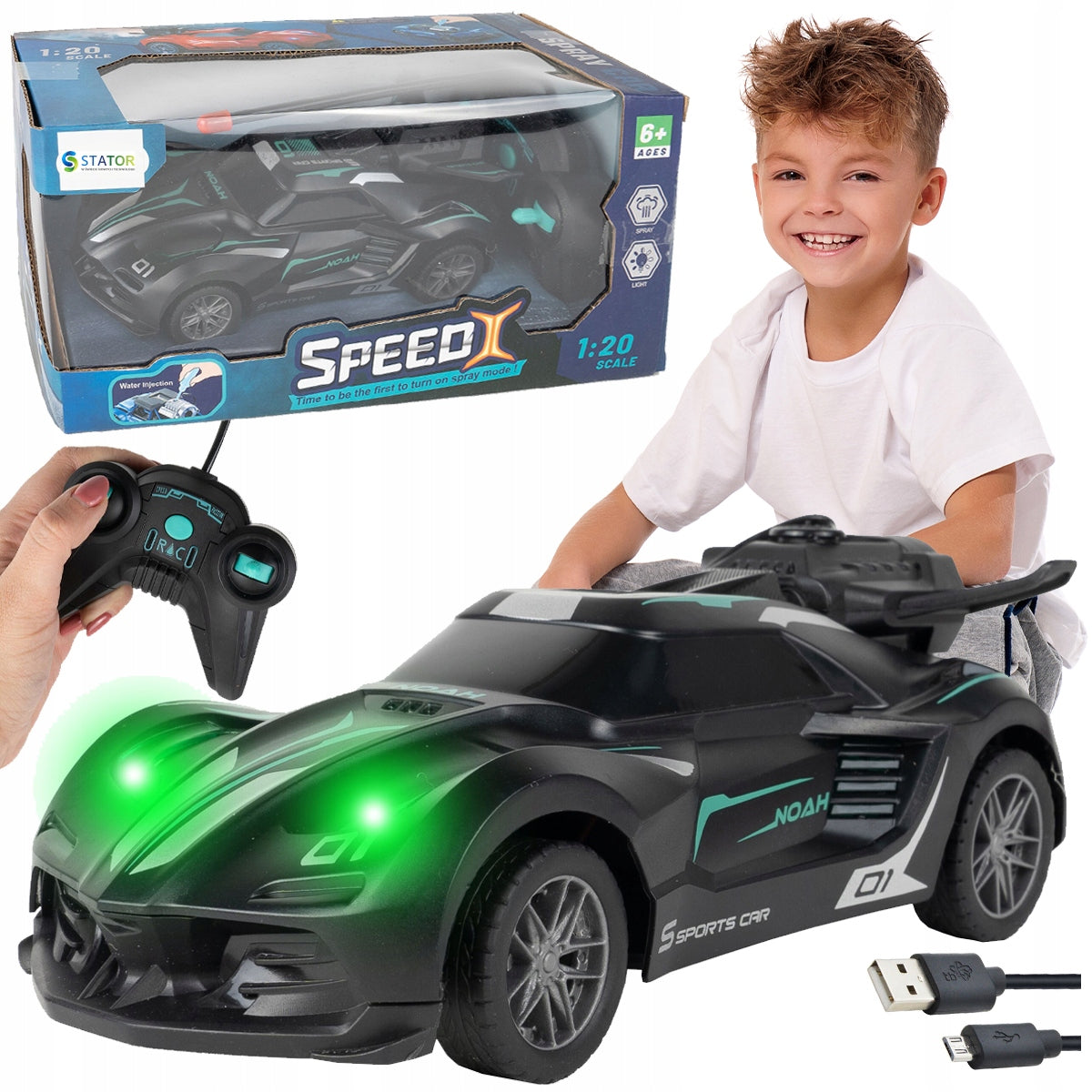 Car Auto Remote Controlled Remote Control RC Smoke Mist LED Light Aku