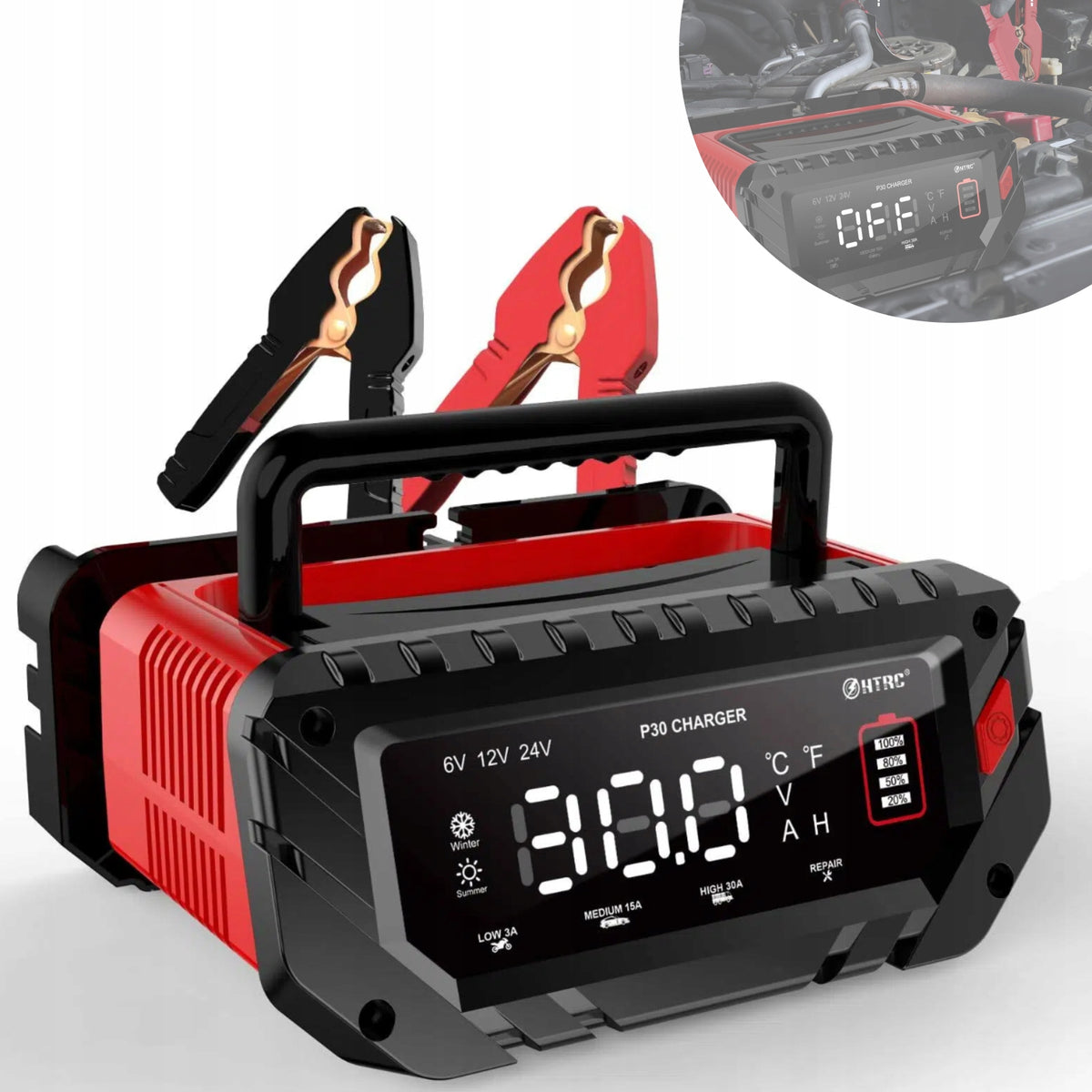 Car Battery Charger 30A 12V/24V Smart Battery Charger