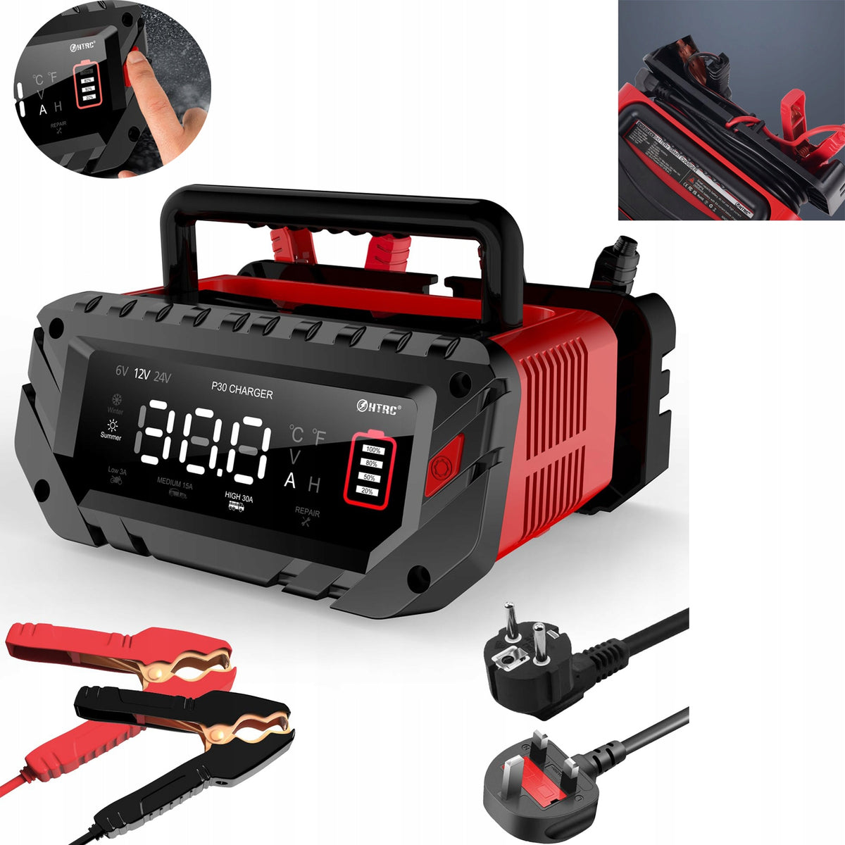 Car Battery Charger 30A 6V-24V Smart Battery Charger