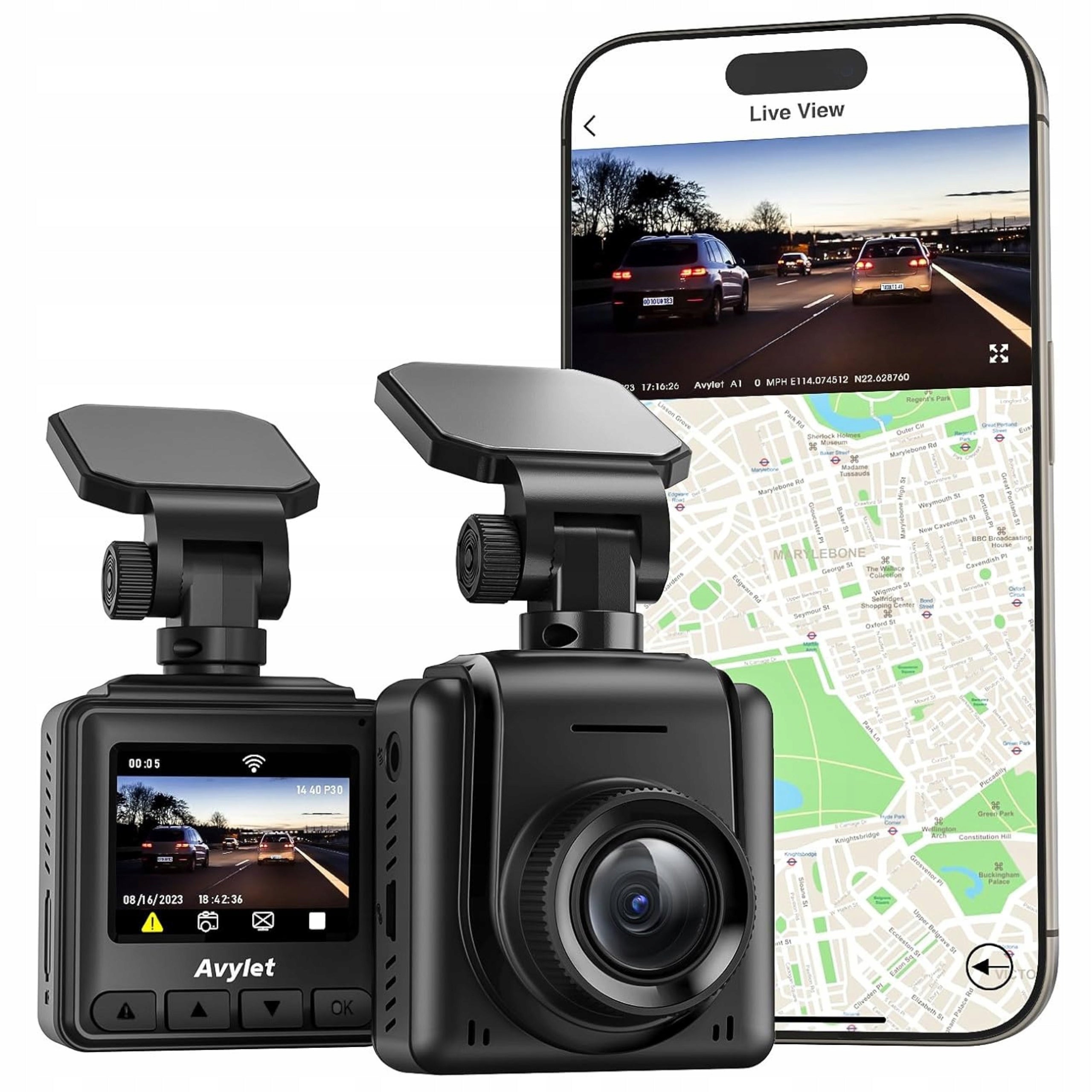 Car Camera 2K WiFi GPS IPS 150° Wide Angle WDR Night Vision