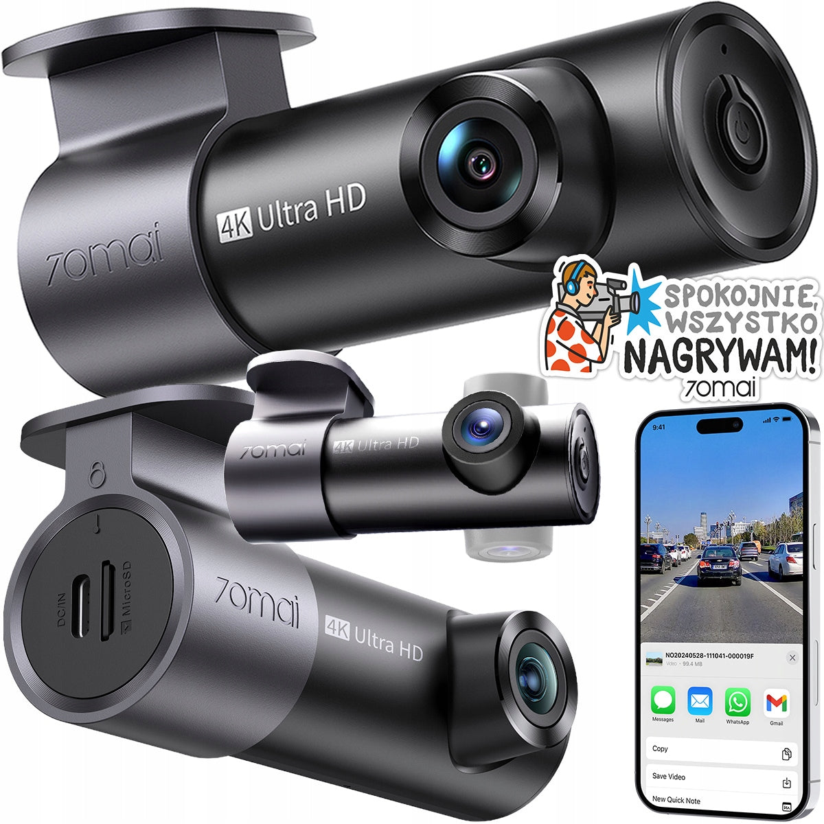 Car Camera 70mai M310 Plus 4K Driving Video Recorder 360° Lens