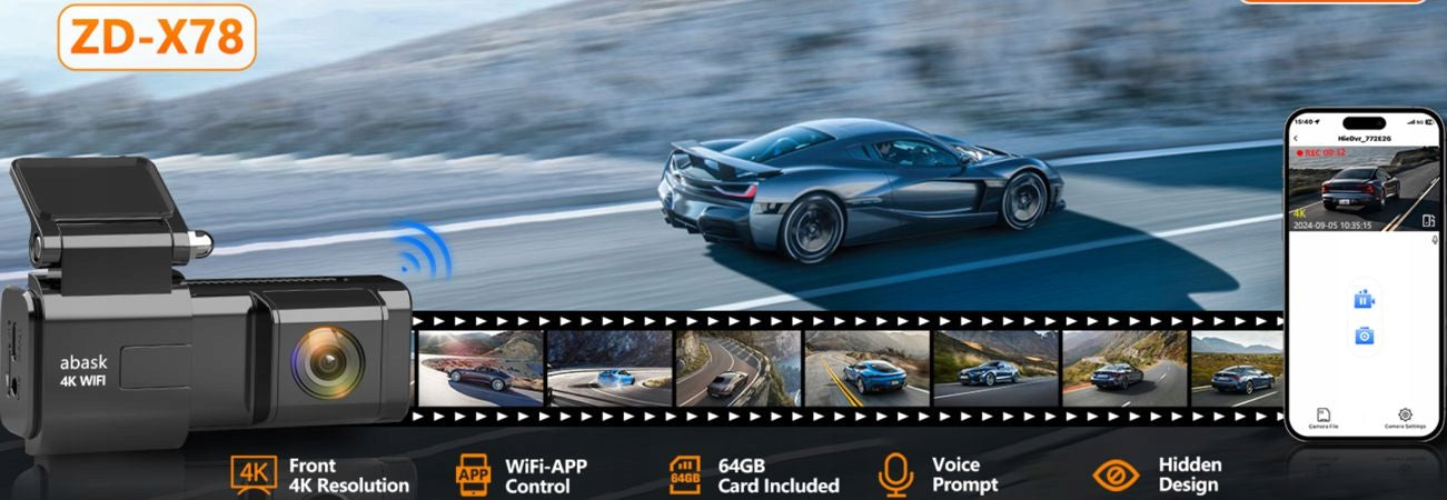 Car Camera Abask ZDX78 4K WiFi App DashCam Monitoring 24H EAN (GTIN) 5906521802671