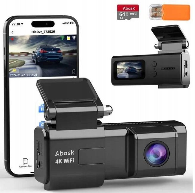 Car Camera Abask ZDX78 4K WiFi App DashCam Monitoring 24H