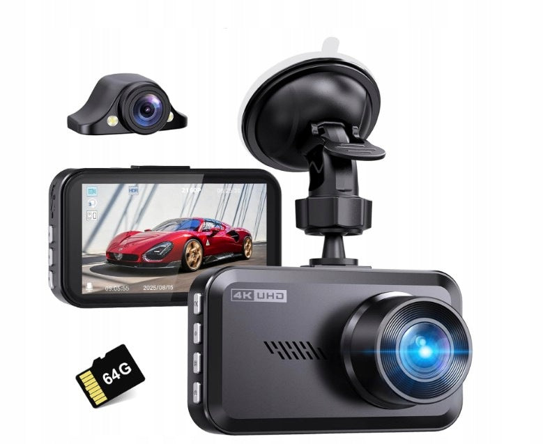 Car Camera Miden 4K+2.5K Front Rear + 64GB Card IPS Screen