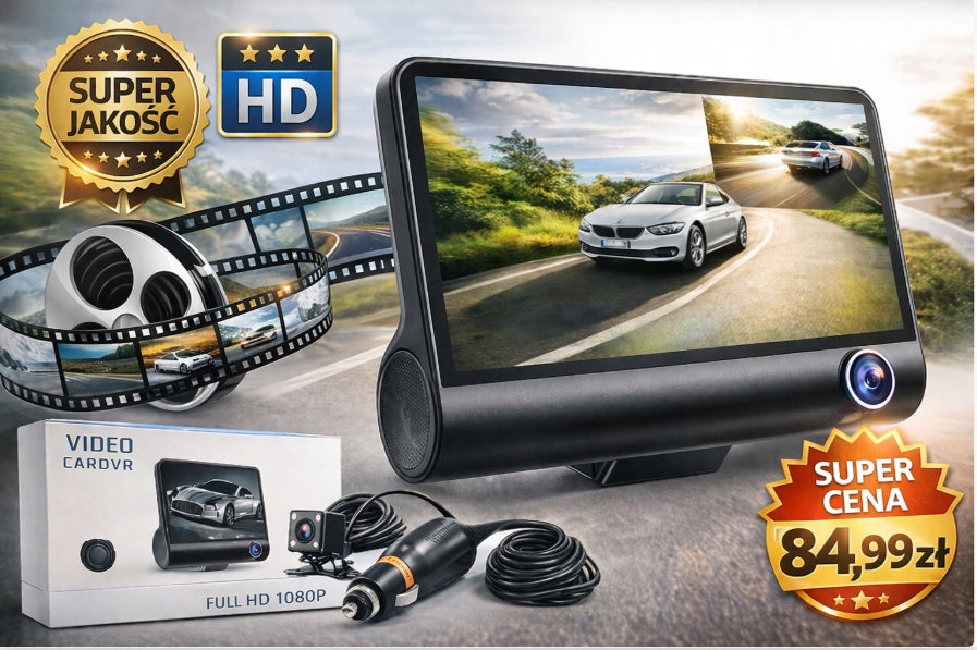 Car Camera Video Recorder Front+Rear Reversing Camera Full HD 1080P