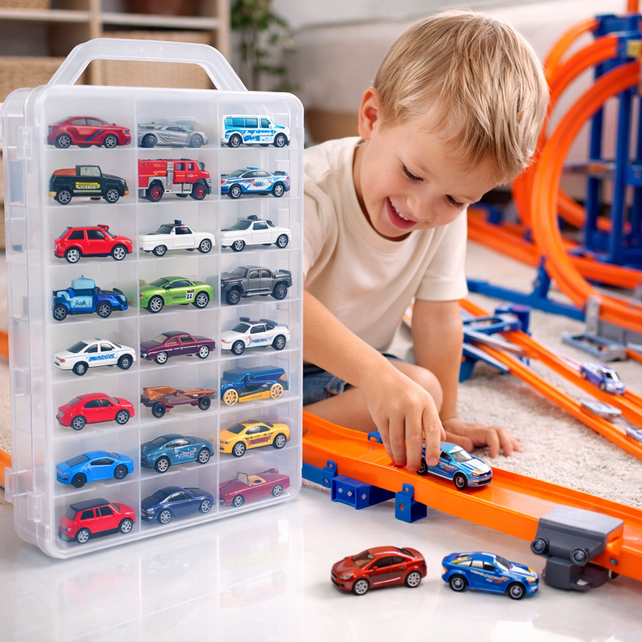 Car Case Resoraki Hot Wheels Cars 48 Seats Double Sided + Stickers Manufacturer code Walizka na Auta Resoraki 48 szt.