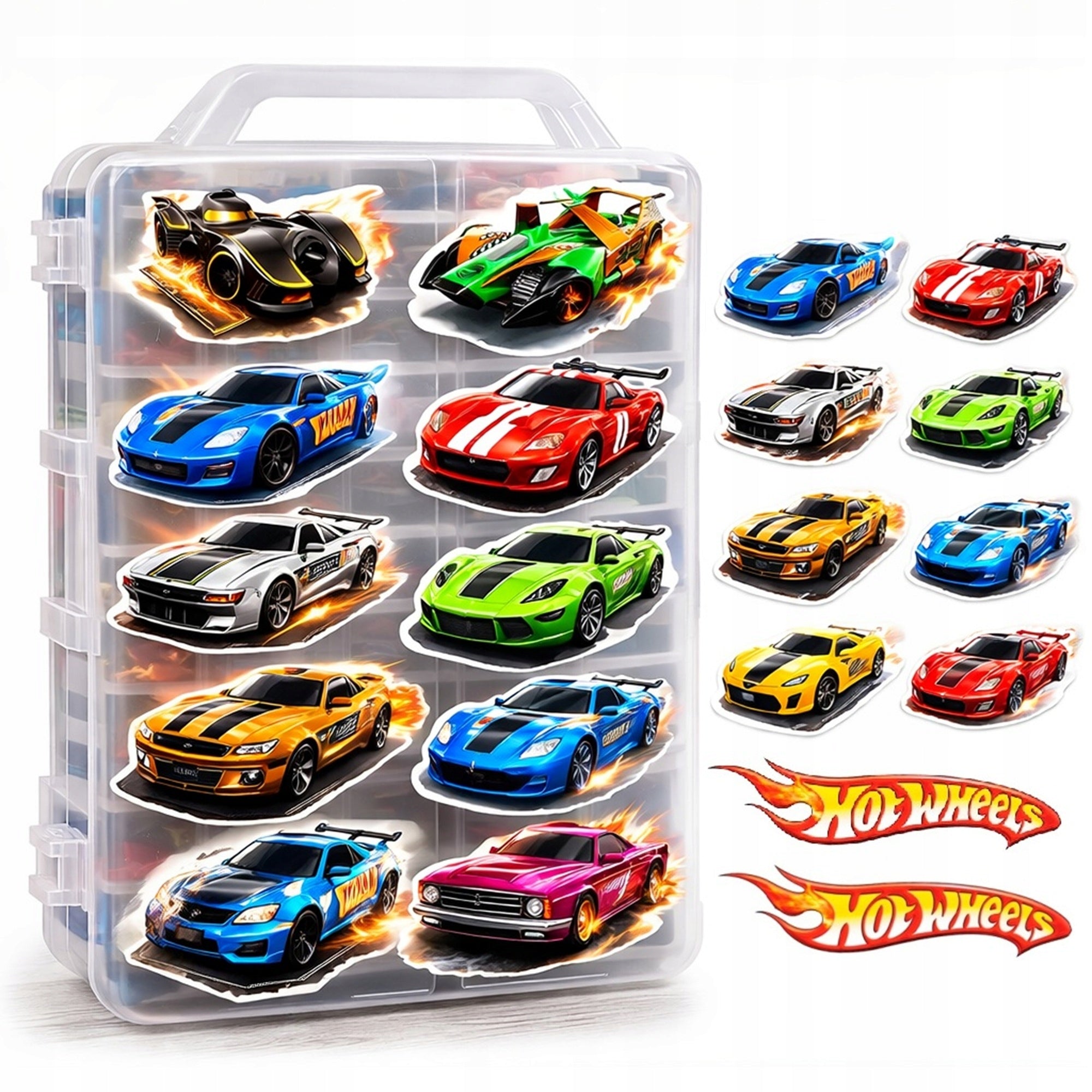 Car Case Resoraki Hot Wheels Cars 48 Seats Double Sided + Stickers Packaging status original