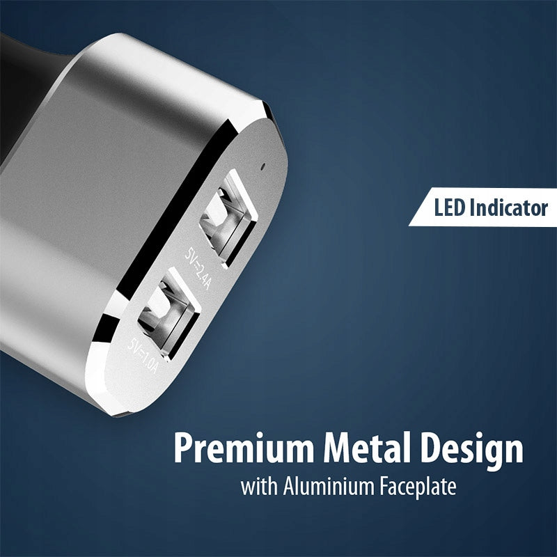 Car Charger 2x USB 2.4A Crong Power Car Charger 24 W Black Color gray
