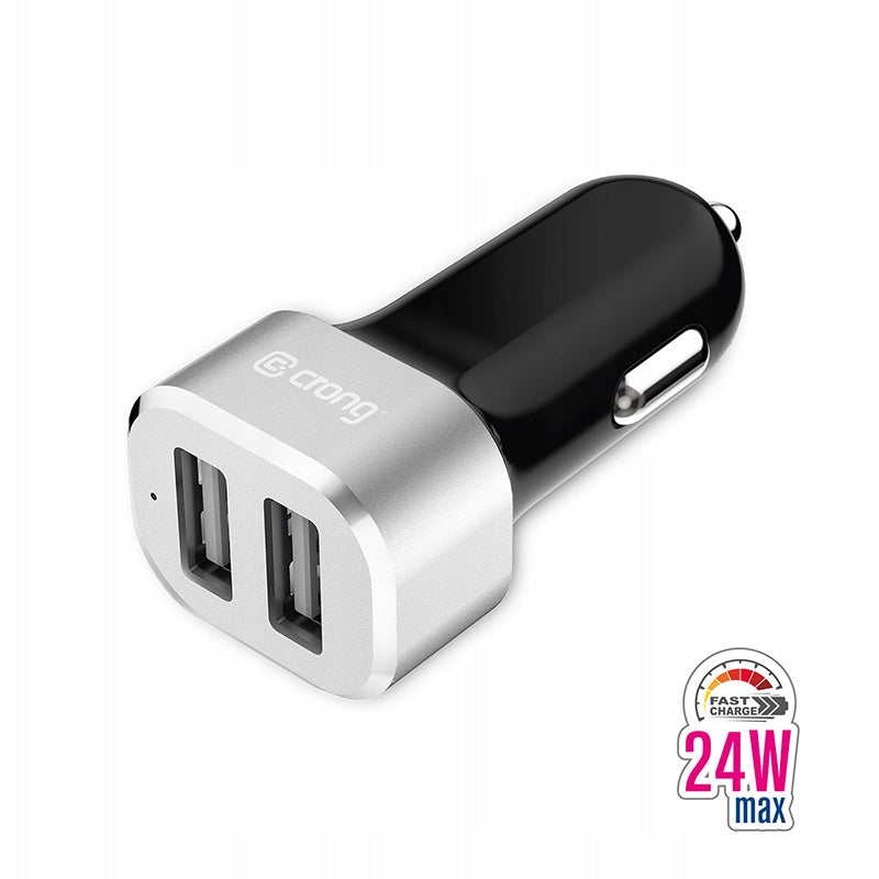 Car Charger 2x USB 2.4A Crong Power Car Charger 24 W Black