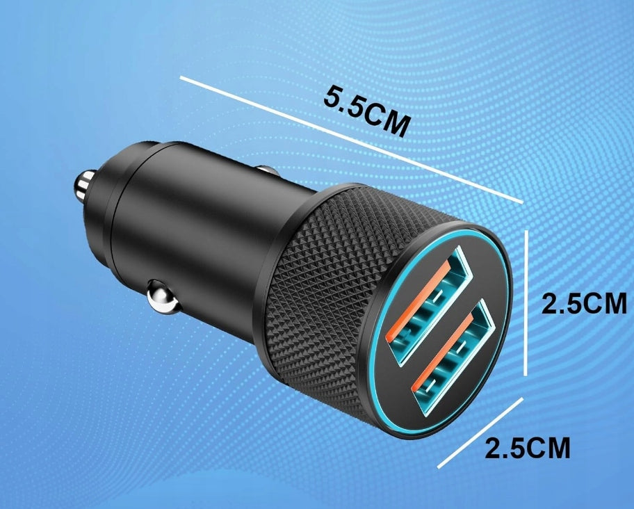 Car Charger 2x USB 36W QC 3.0 Fast Charging 12-24V Cable length 0 m