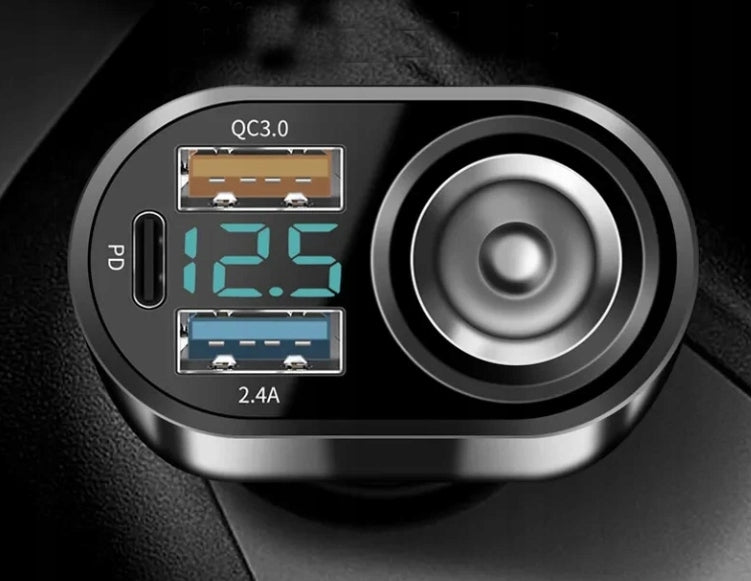 Car Charger Fast Charging 12-24V USB QC PD Voltmeter M6 DUTY Cable length 0 m