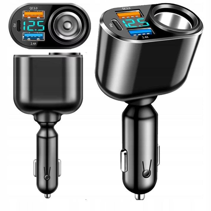 Car Charger Fast Charging 12-24V USB QC PD Voltmeter M6 DUTY