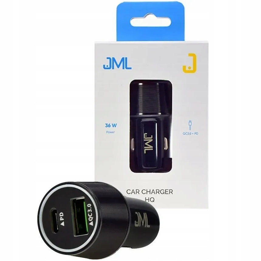 Car Charger JML CC-105 2x USB 1,5A 36W PD QC 3.0 USB A USB C