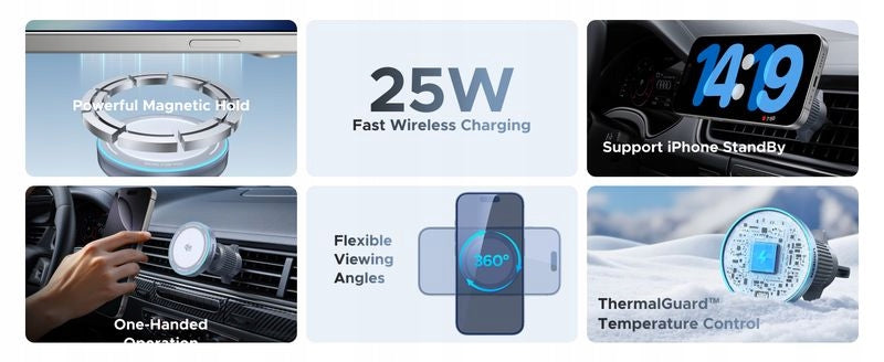 Car Charger UGREEN W758 Qi2 Magnetic 25W Grey Manufacturer code 55967
