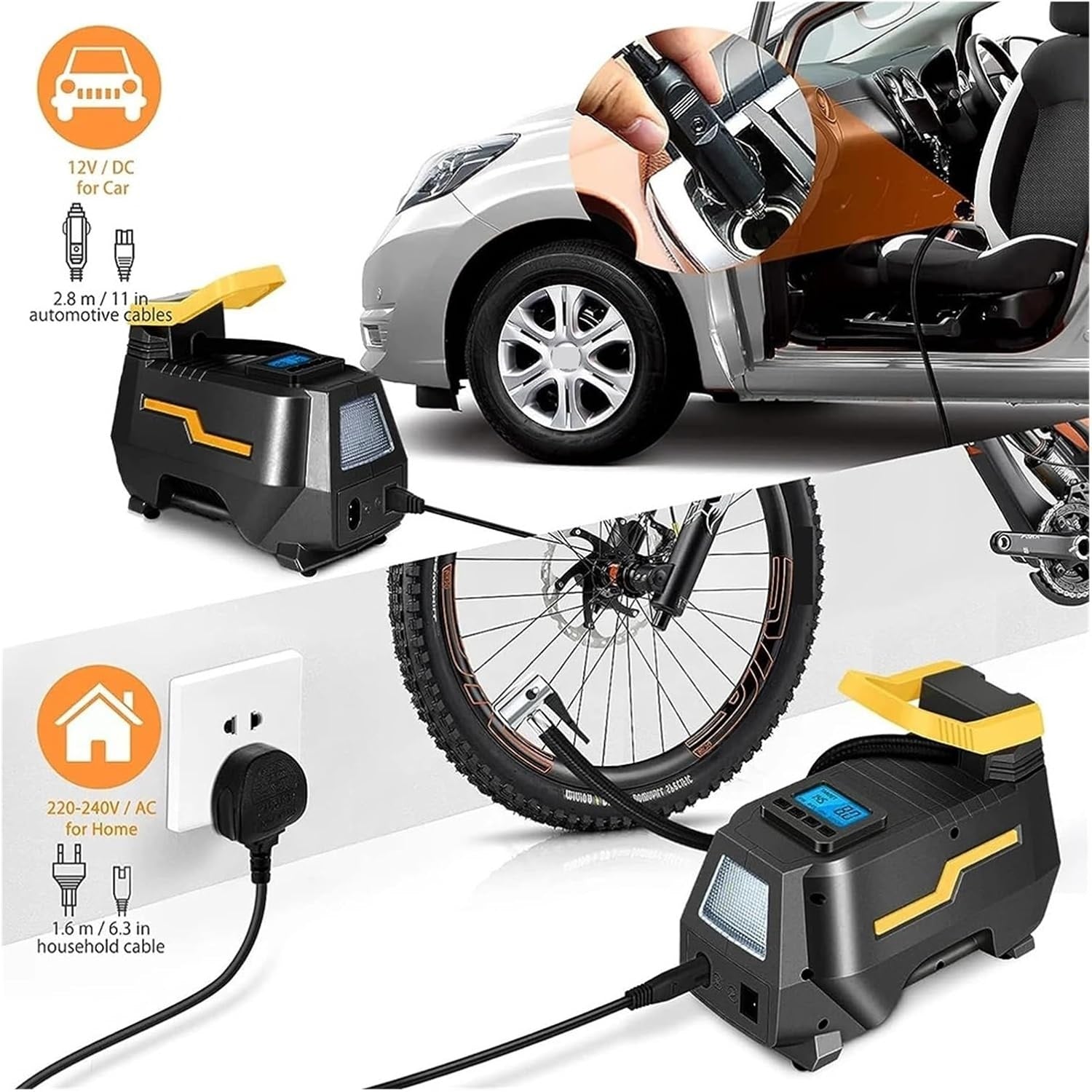 Car Compressor 12V/230V 10,5 Bar LED Electric Pump (ZR89) Manufacturer code ZR89