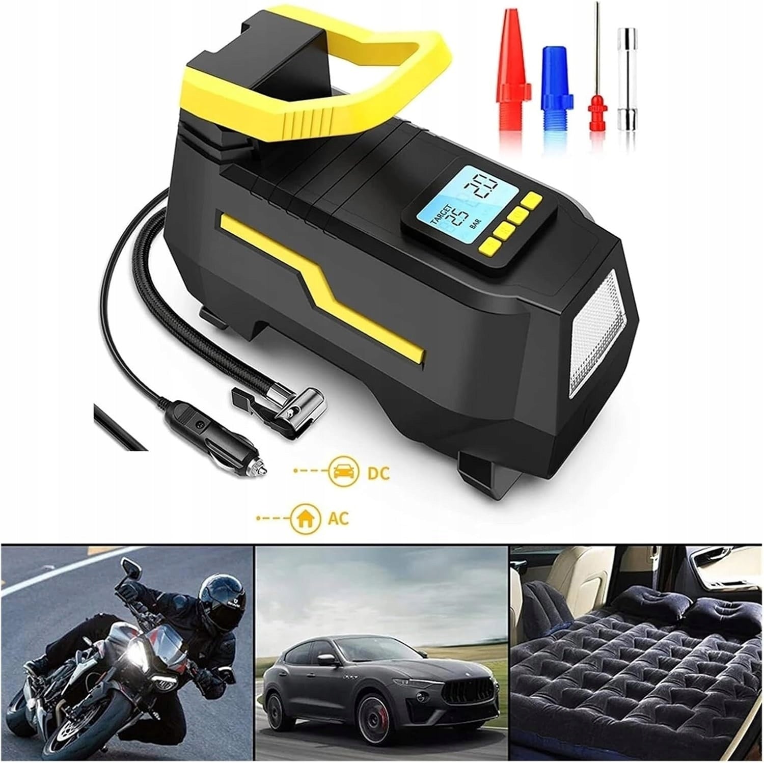 Car Compressor 12V/230V 10,5 Bar LED Electric Pump (ZR89) Model ZR89