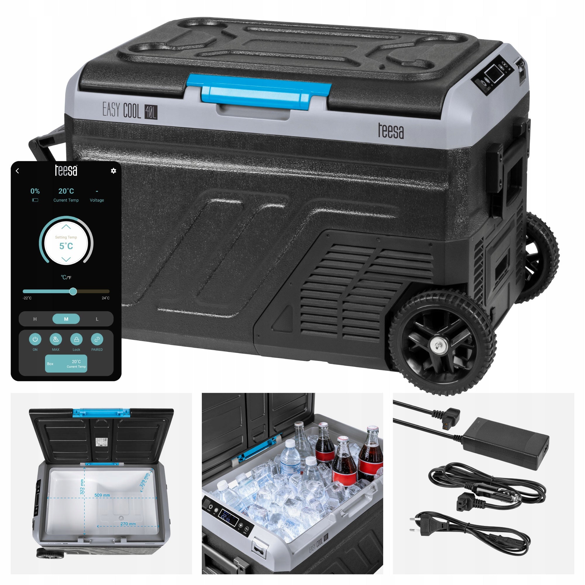 Car Compressor Tourist Refrigerator 40L AC/DC Wheel Application