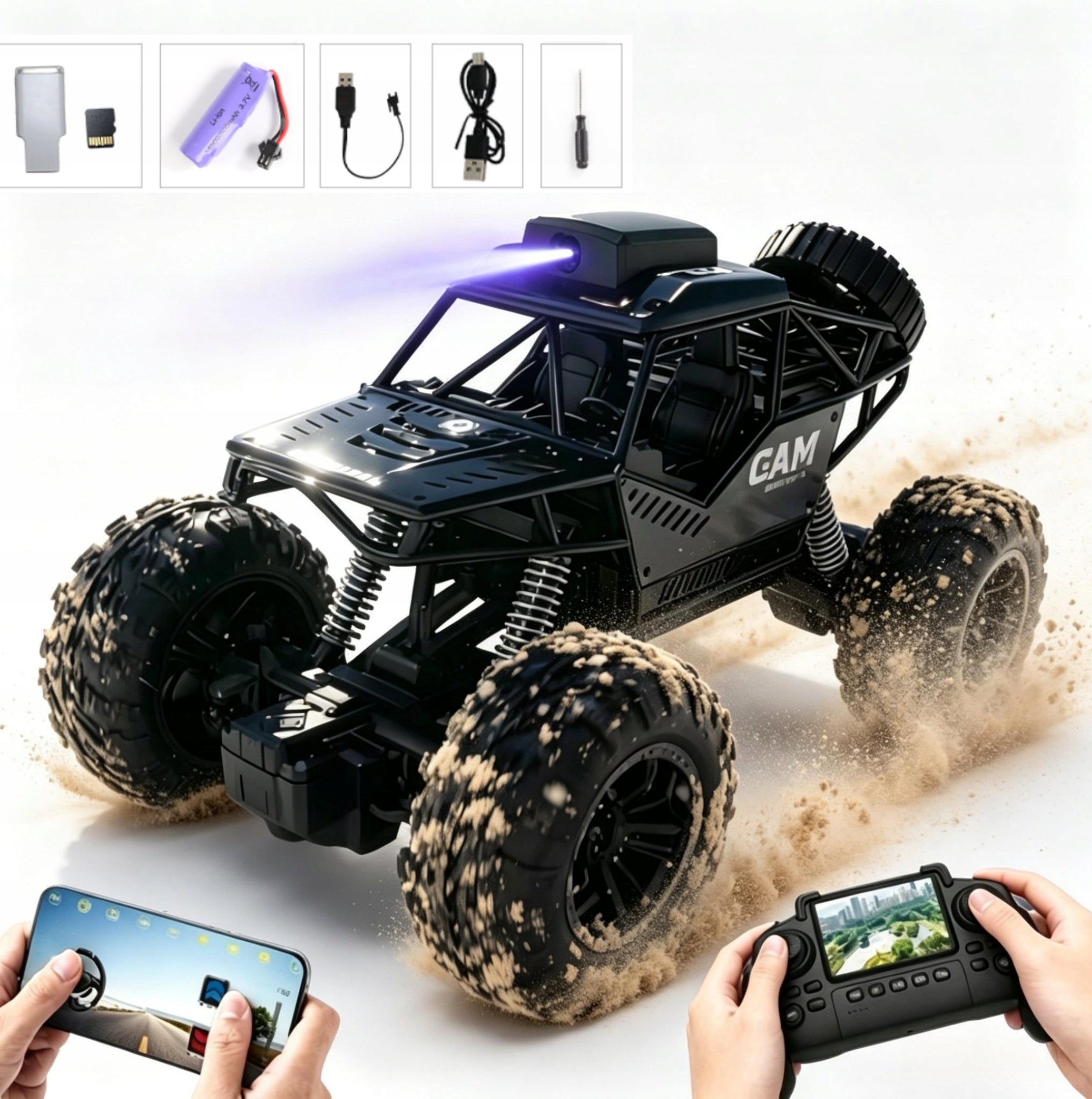 Car Controlled with Off-Road Camera Recording Screen Preview