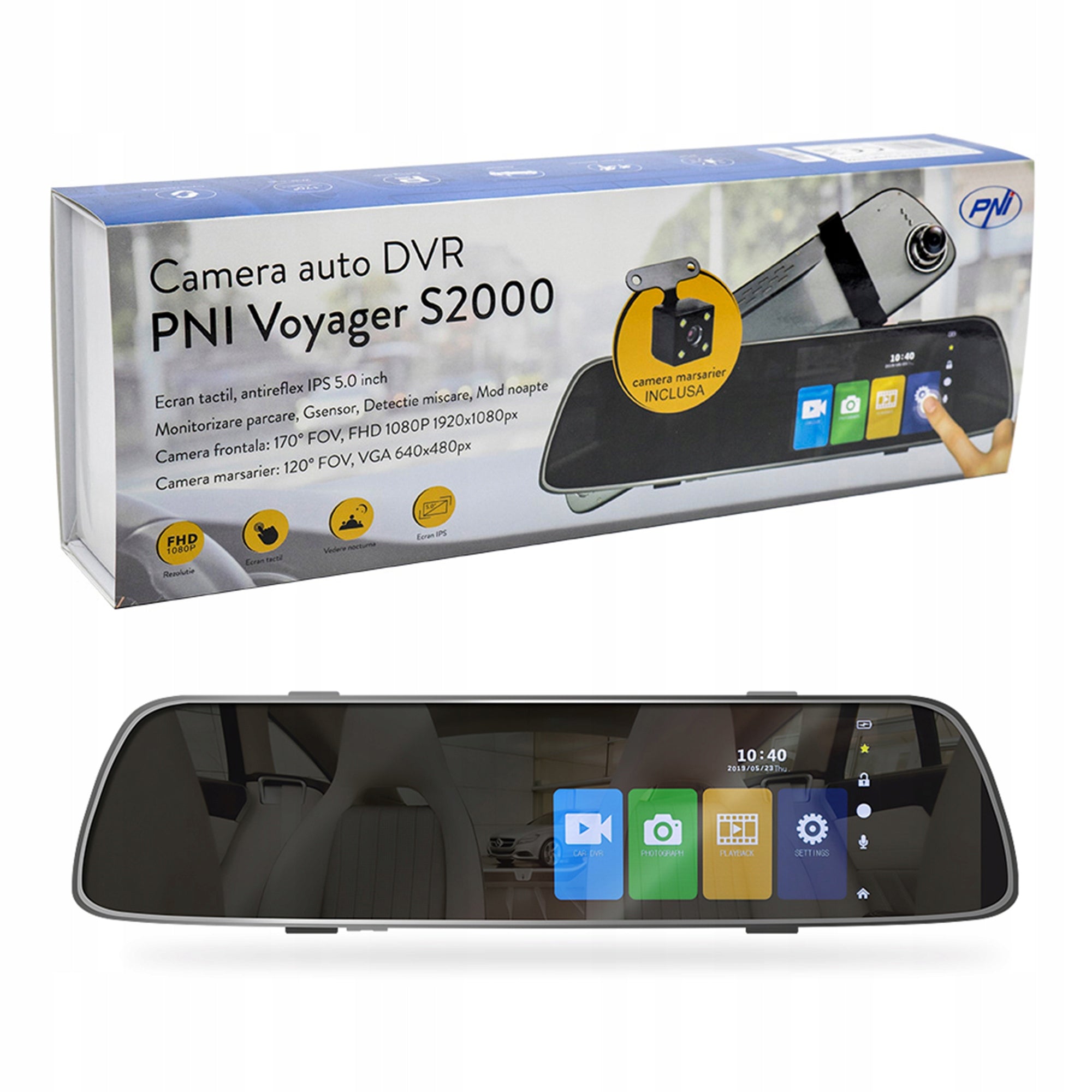 Car DVR Camera PNI S2000 in Mirror Reversing Camera 1080 Brand PNI