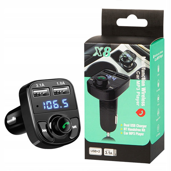 Car FM BLUETOOTH transmitter 2 USB charging ports MP3/WMA Brand CARX8