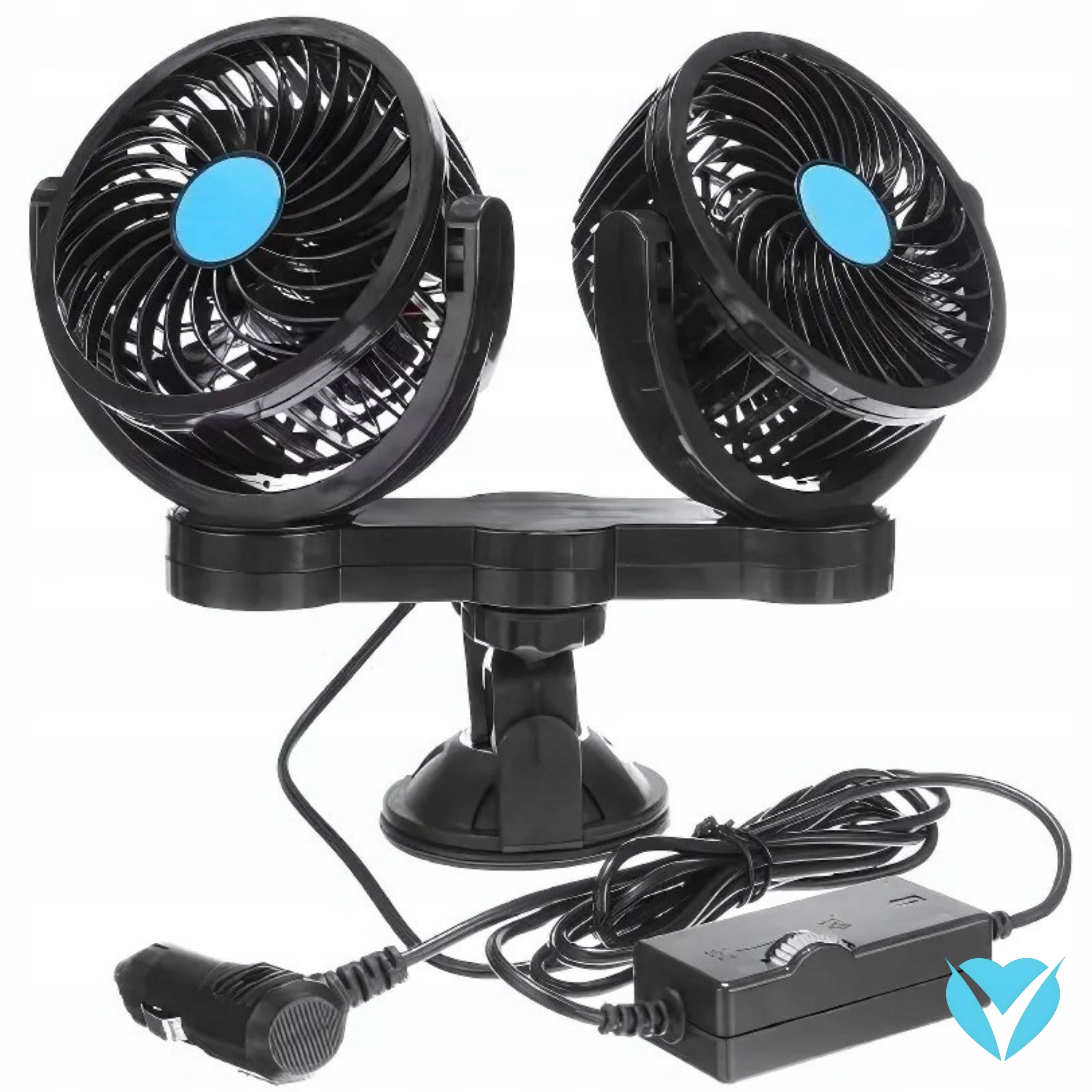 Car Fan 12V Windmill POWERFUL and QUIET Under Lighter Suction Cup Manufacturer code Mocny i cichy wentylator z oscylacją