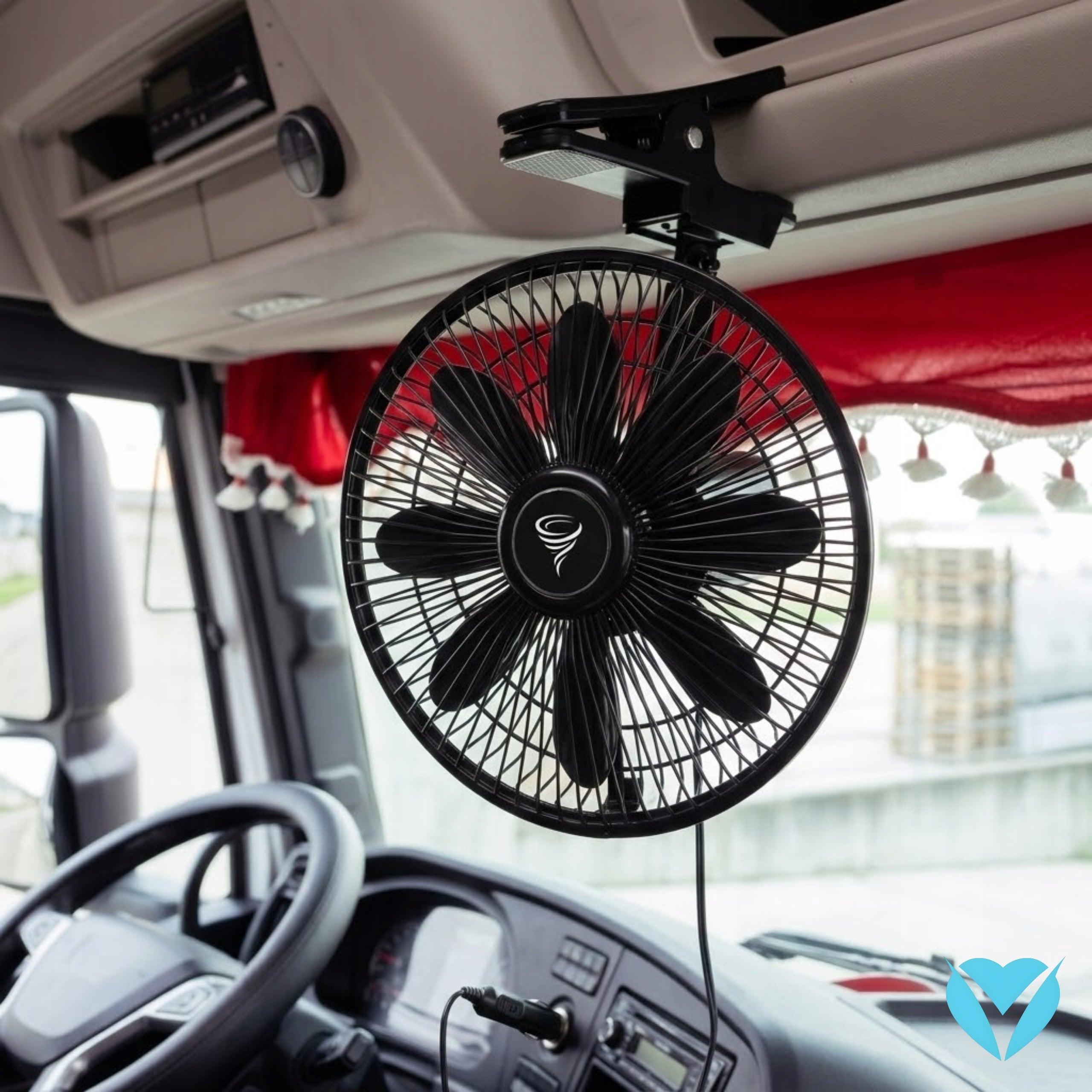 Car Fan 12V Windmill Strong Large with Cigarette Lighter Clip Packaging status original