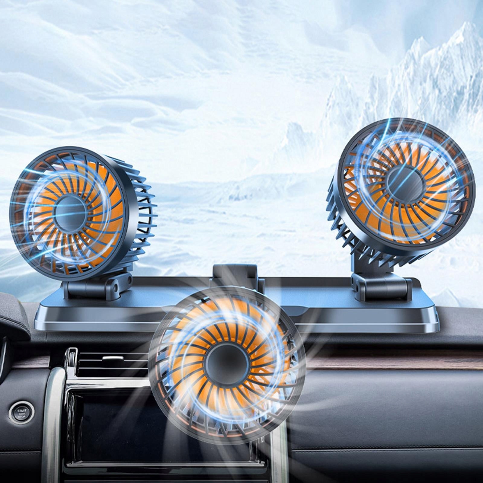 Car Fan 3 Speeds Adjustable Multi Function Fan Quiet USB Orange 24V Range of energy efficiency classes A - G