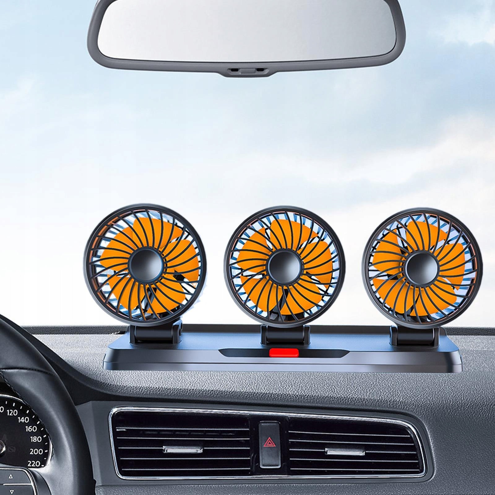 Car Fan 3 Speeds Adjustable Multi Function Fan Quiet USB Orange 24V Type air conditioner