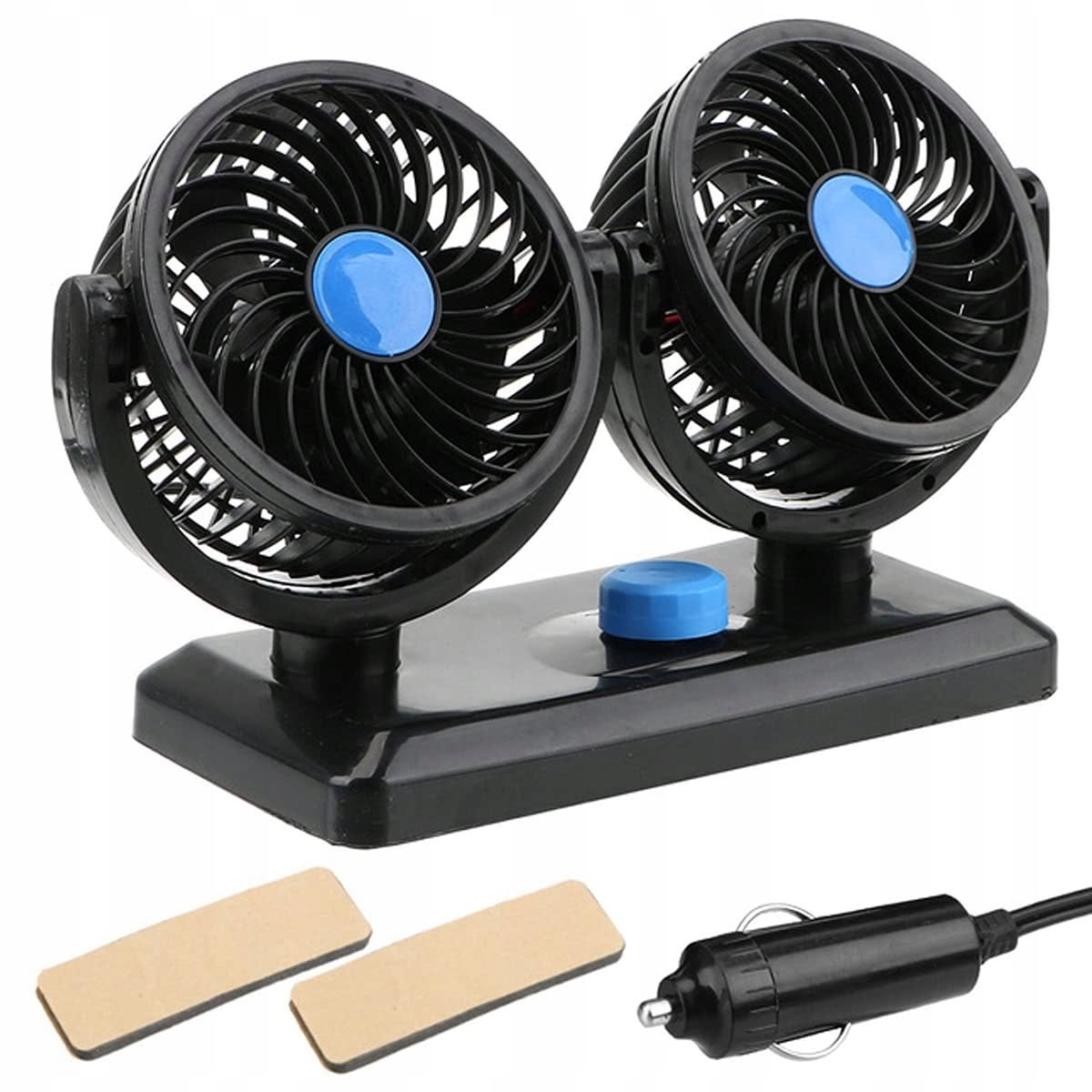 Car Fan Cigarette Lighter Fan Adjustable 360° Dual 2in1 Packaging status original
