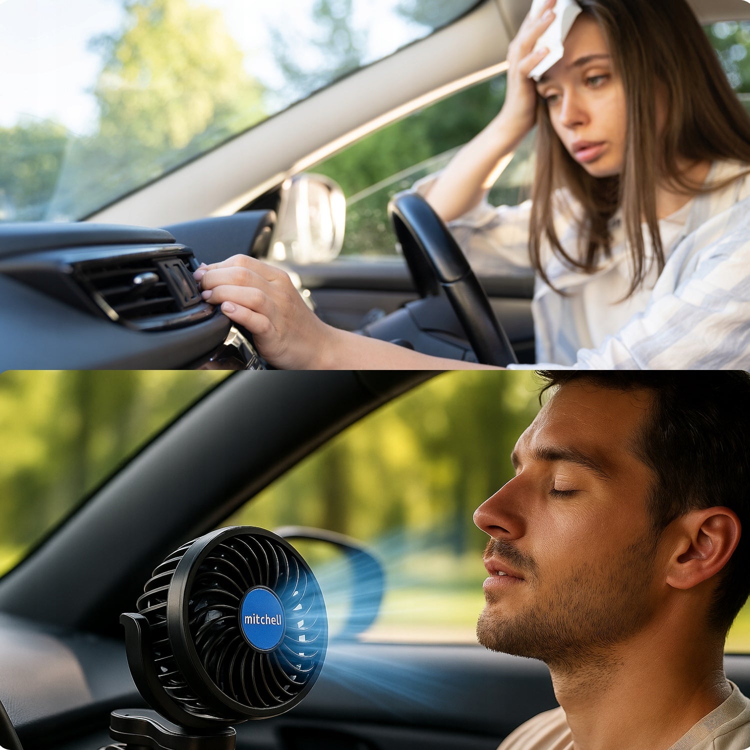 Car Fan Windmill 12V Suction Cup Adjustable Strong Quiet for Car Packaging status original