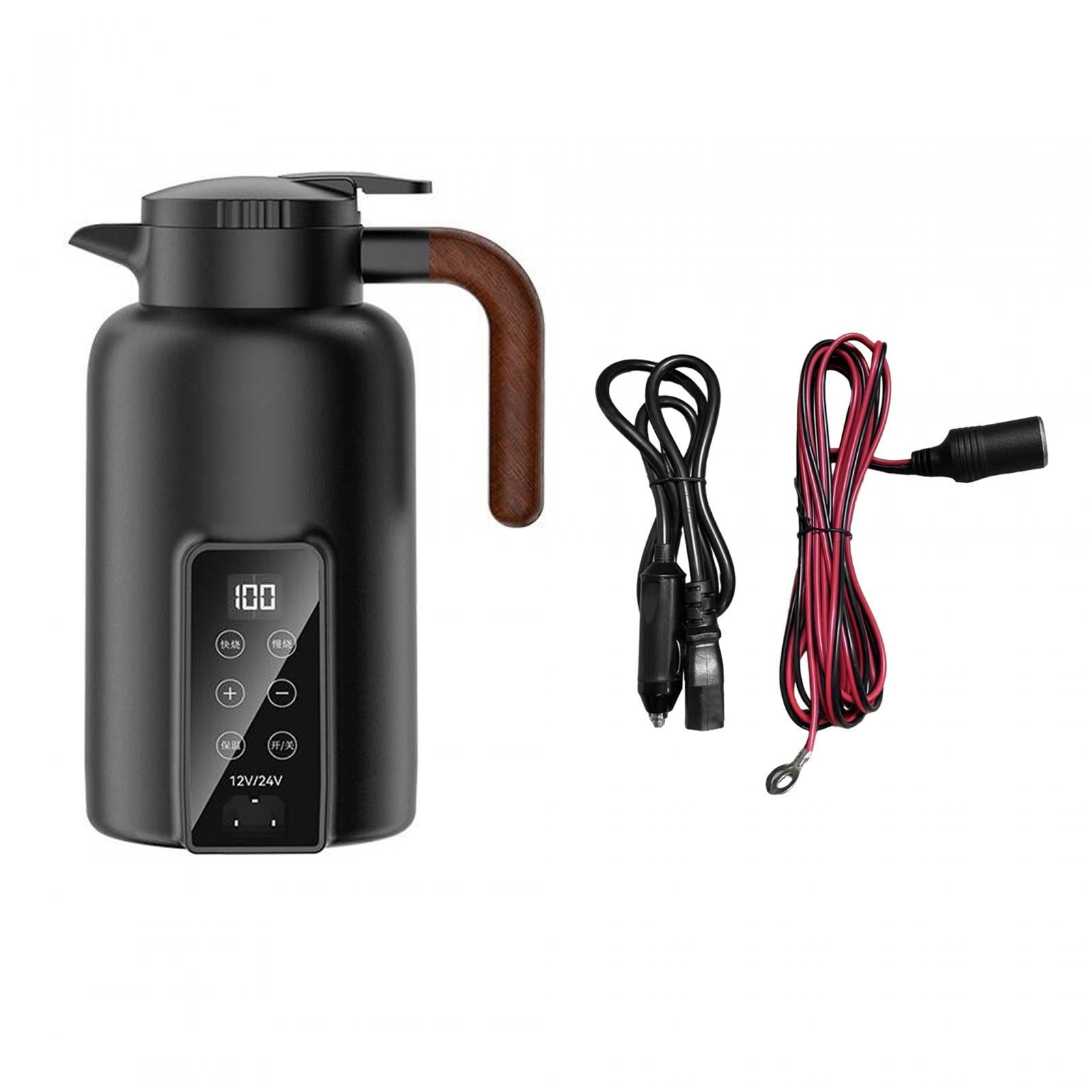 Car Heating Cup 1.3L Electric Heat Water Cup for Brewing Coffee Black