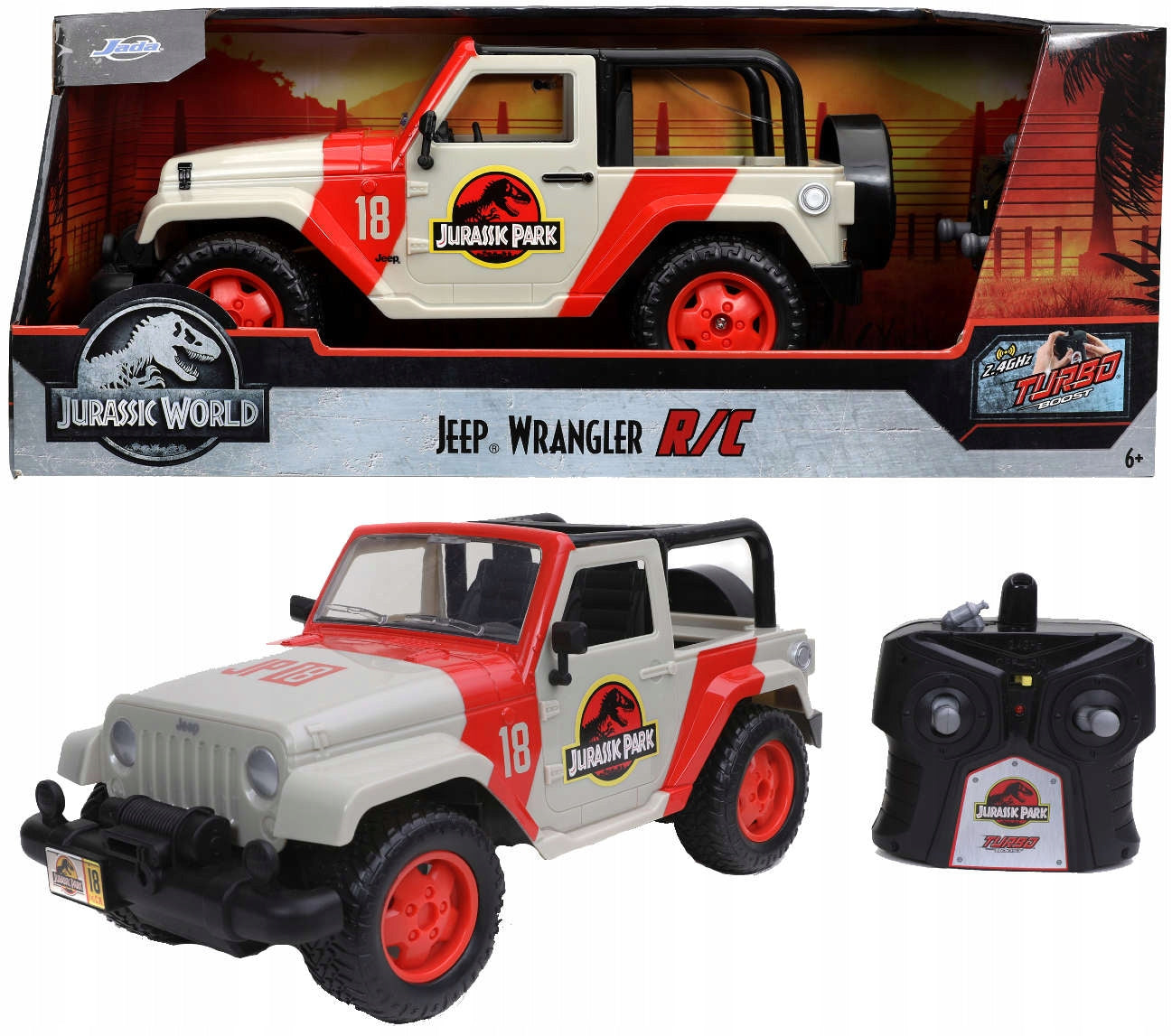 Car Jada Toys Jurassic Park RC Jeep Wrangler 1:16 Color multicolor