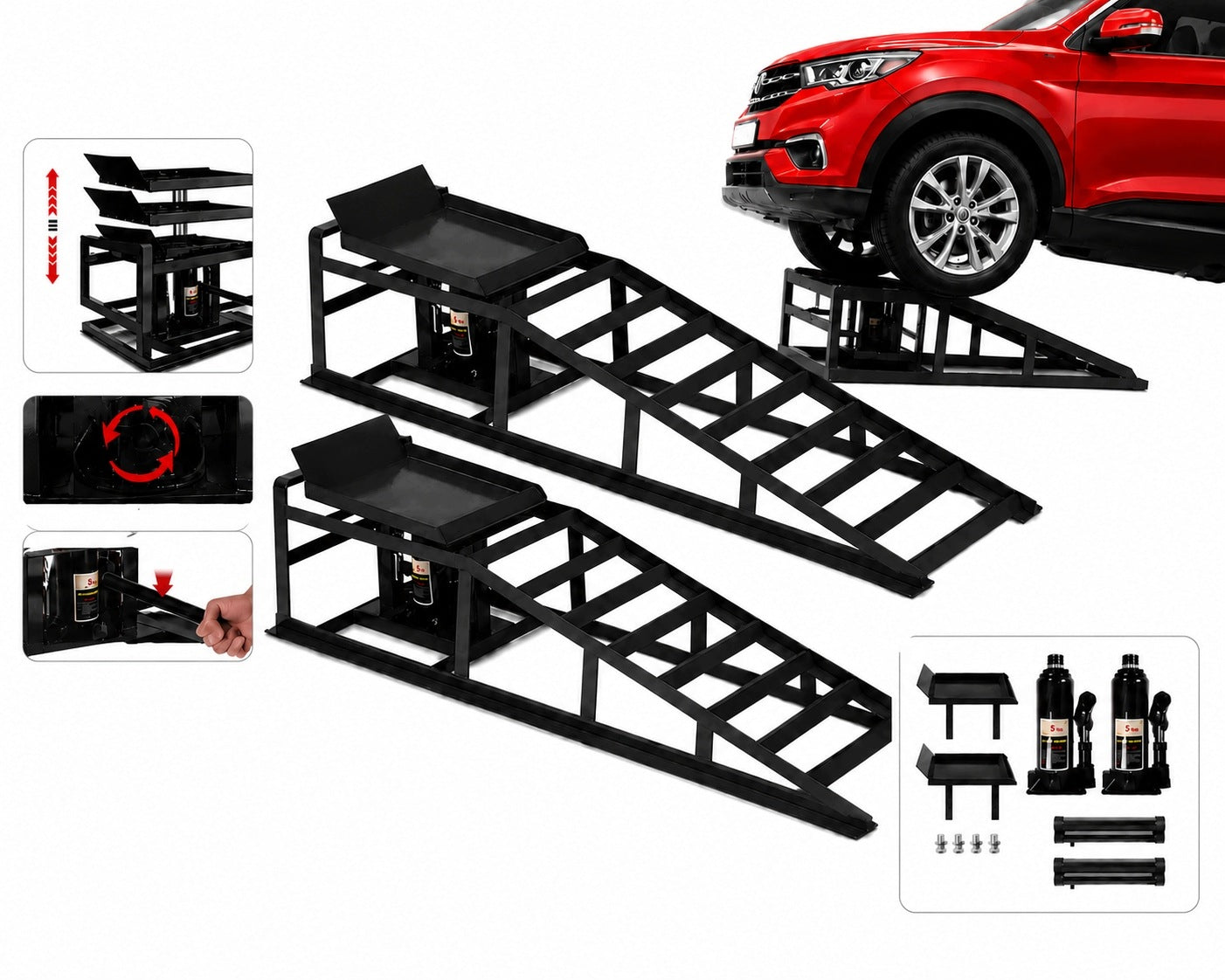 Car Overruns with Hydraulic Lift 5T Ramps Adjustable SUV