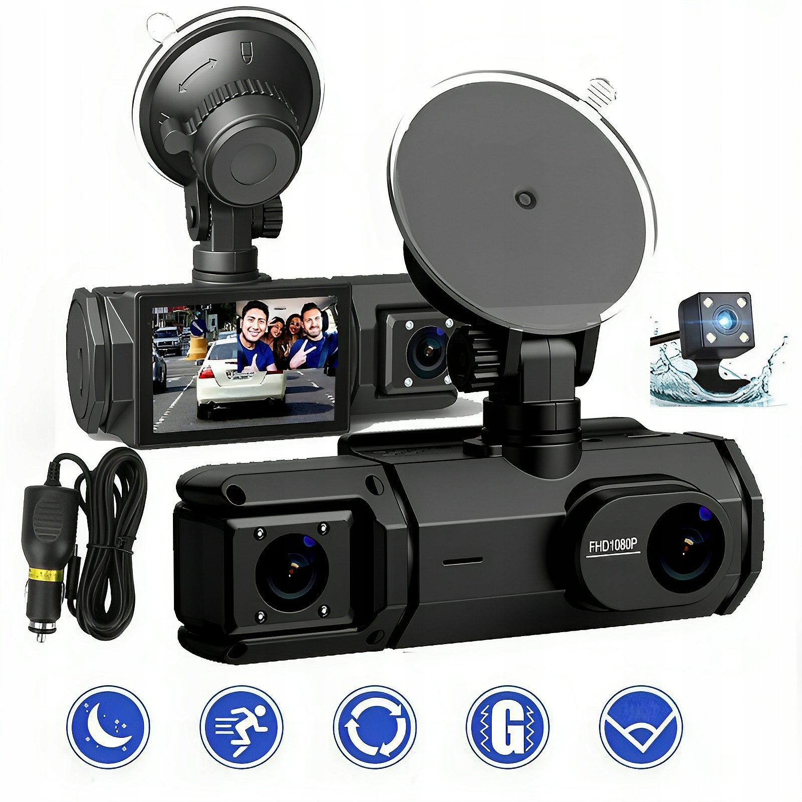 Car Recorder Kit 3 Car Video Cameras WIFI DVR 1080P HDMI FHD GC1054+V06+V09