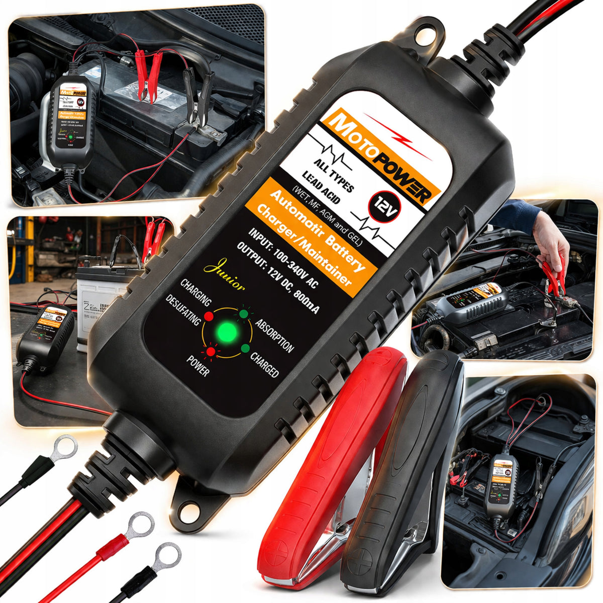 Car Rectifier 12V 0,8A Automatic Smart Car Motorcycle Boat