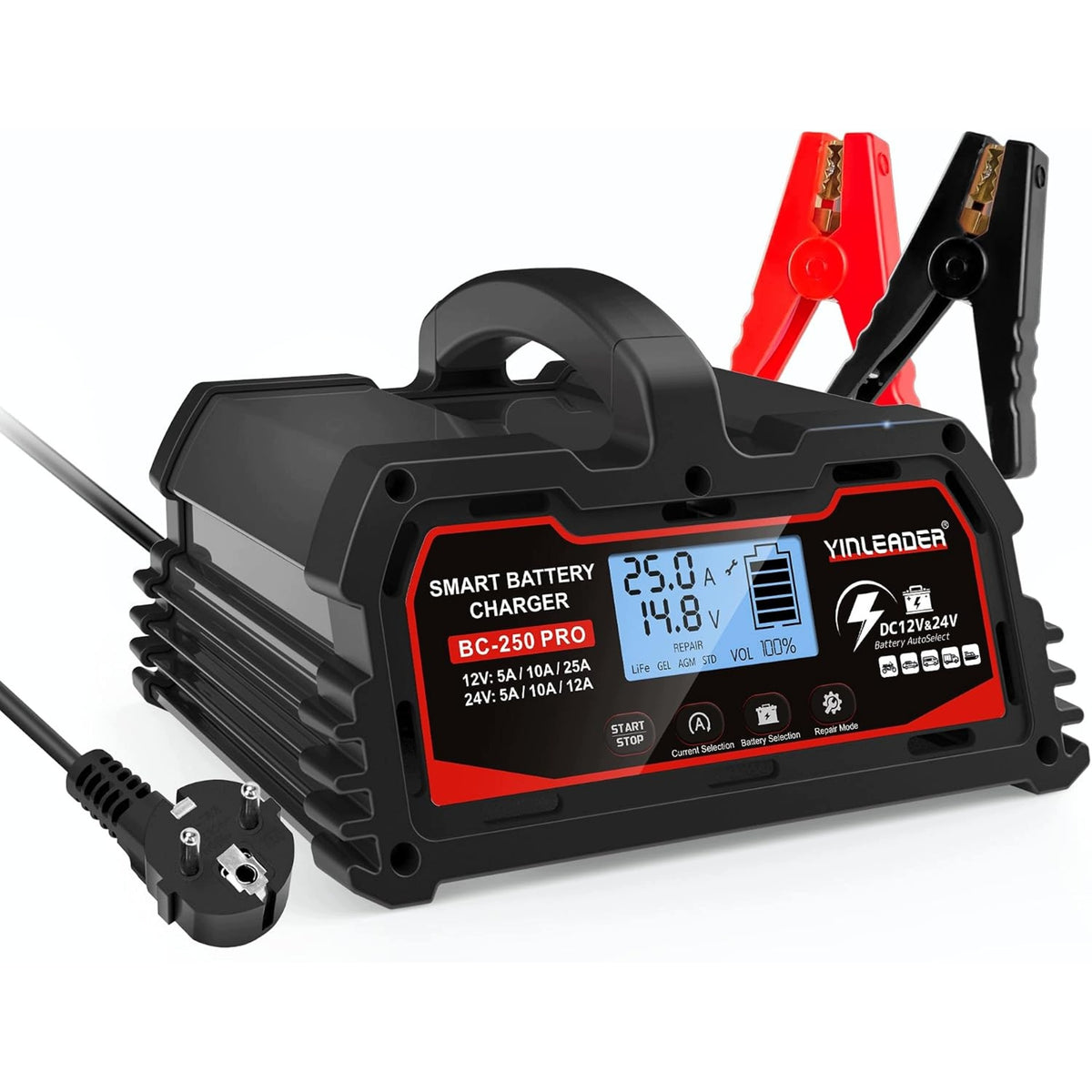 Car Rectifier 25A Automatic 12V 24V LCD For Battery Repair