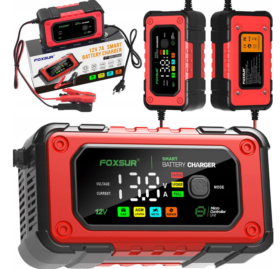 Car Rectifier for Batteries Microprocessor 12V 7A AGM Foxsur Packaging status original
